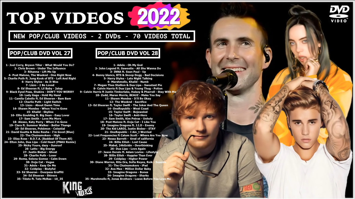 NEW 2022  Pop, Club & Dance Music Videos - 2 DVD's - 70 Hits - HD Quality 