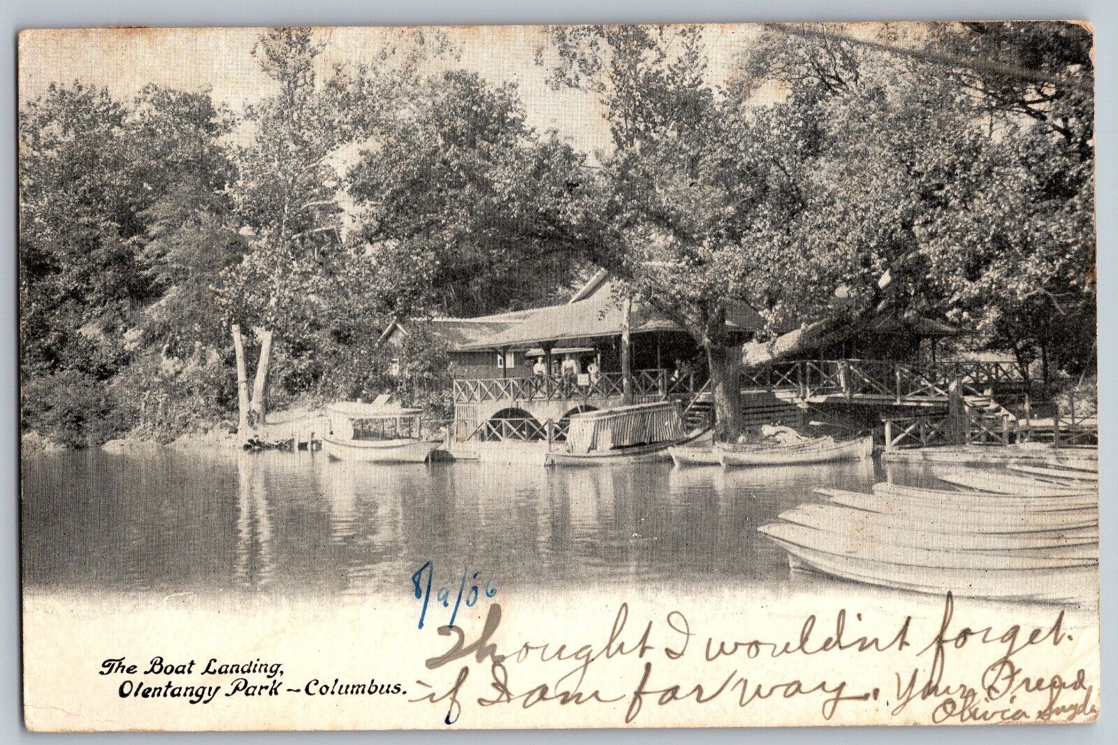 Columbus, Ohio OH - Old View of Boat House - Olentangy Park - Vintage Postcard