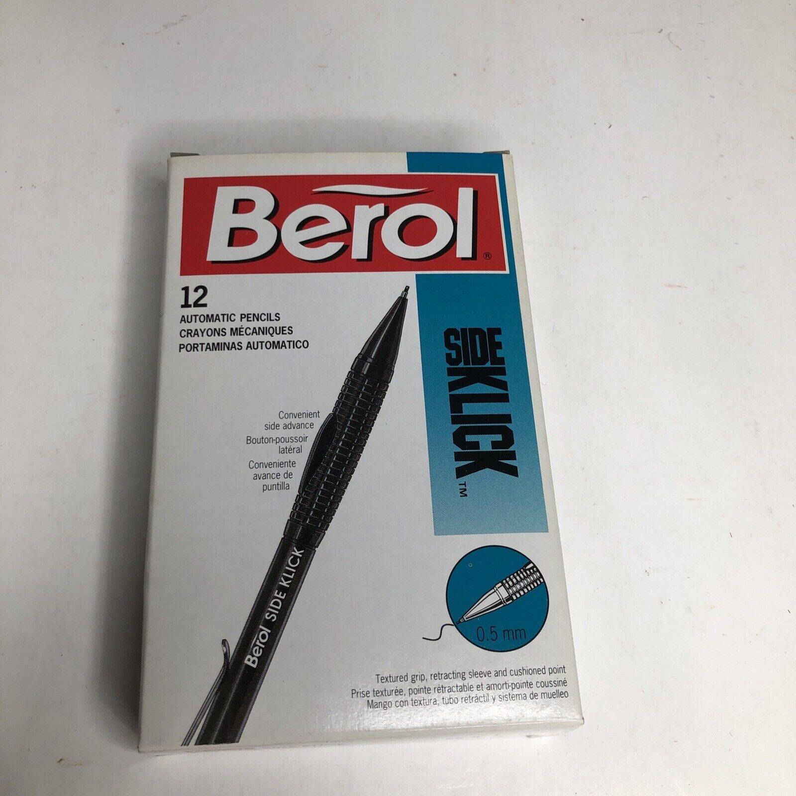 Berol Automatic Pencil Side Klick Black Barrel 1992 - 1 Box of 12 Pencils