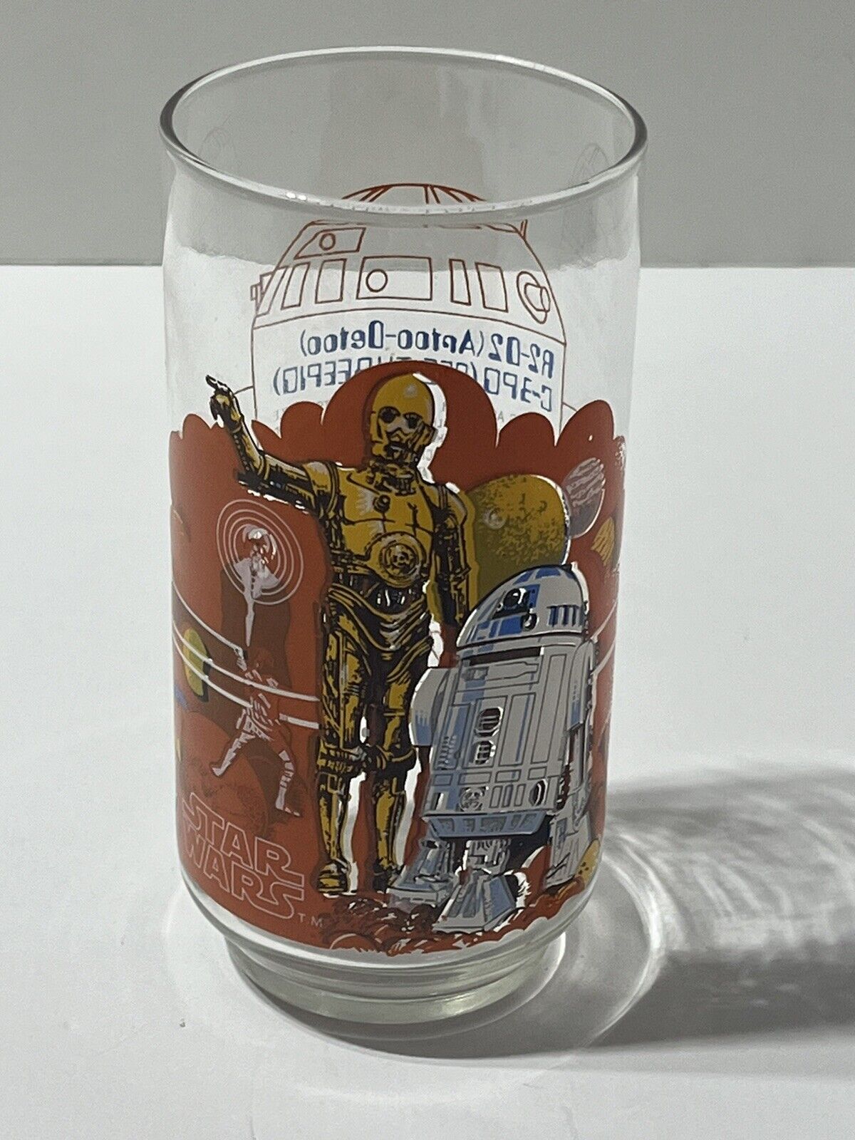 VINTAGE 1977 R2-D2 C-3PO STAR WARS BURGER KING DRINKING GLASS COCA-COLA TUMBLER