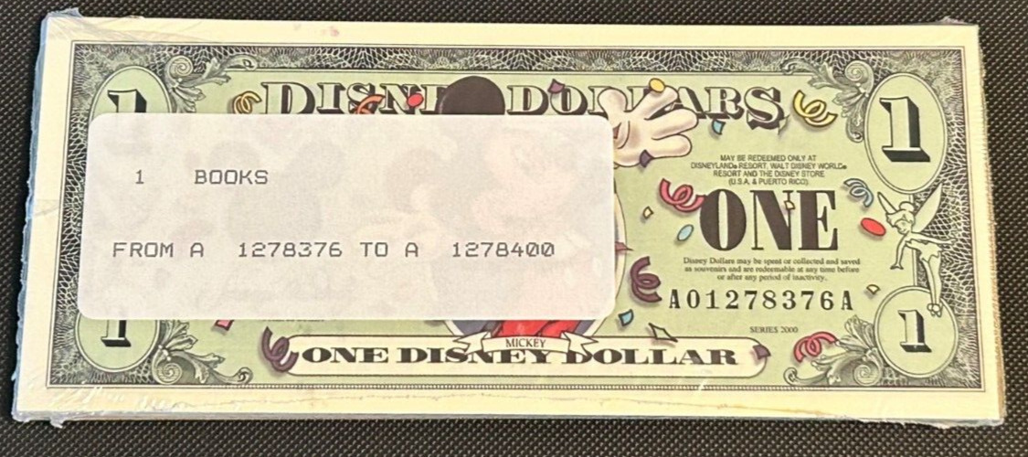 RARE 2000 A Series 25 Consecutive Mickey Mouse Factory Sealed Disney Dollars