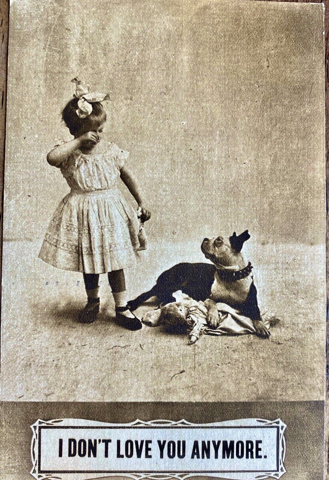 VINTAGE 1910 REAL PHOTO BOSTON TERRIER POSTCARD “I DON’T LOVE YOU ANYMORE”