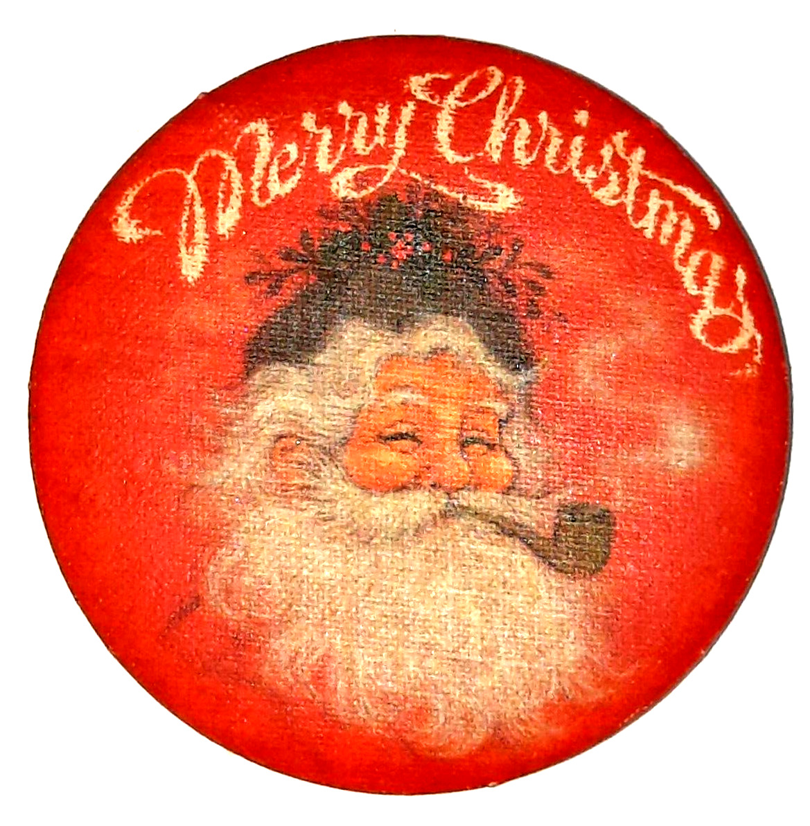 Merry Christmas Santa Claus Pinback button Hallmark Cards pre-owned