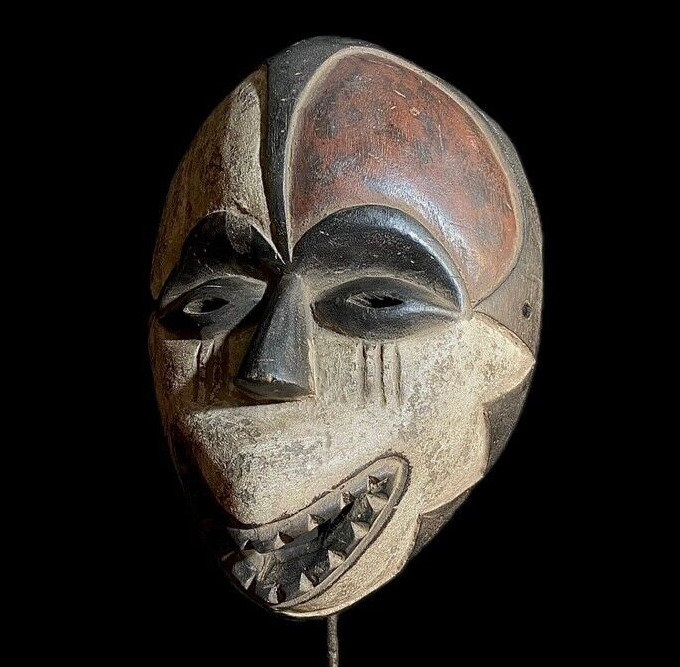 African Tribal Home Décor Wood Hand Carved Wall Hanging igbo Mask-8924
