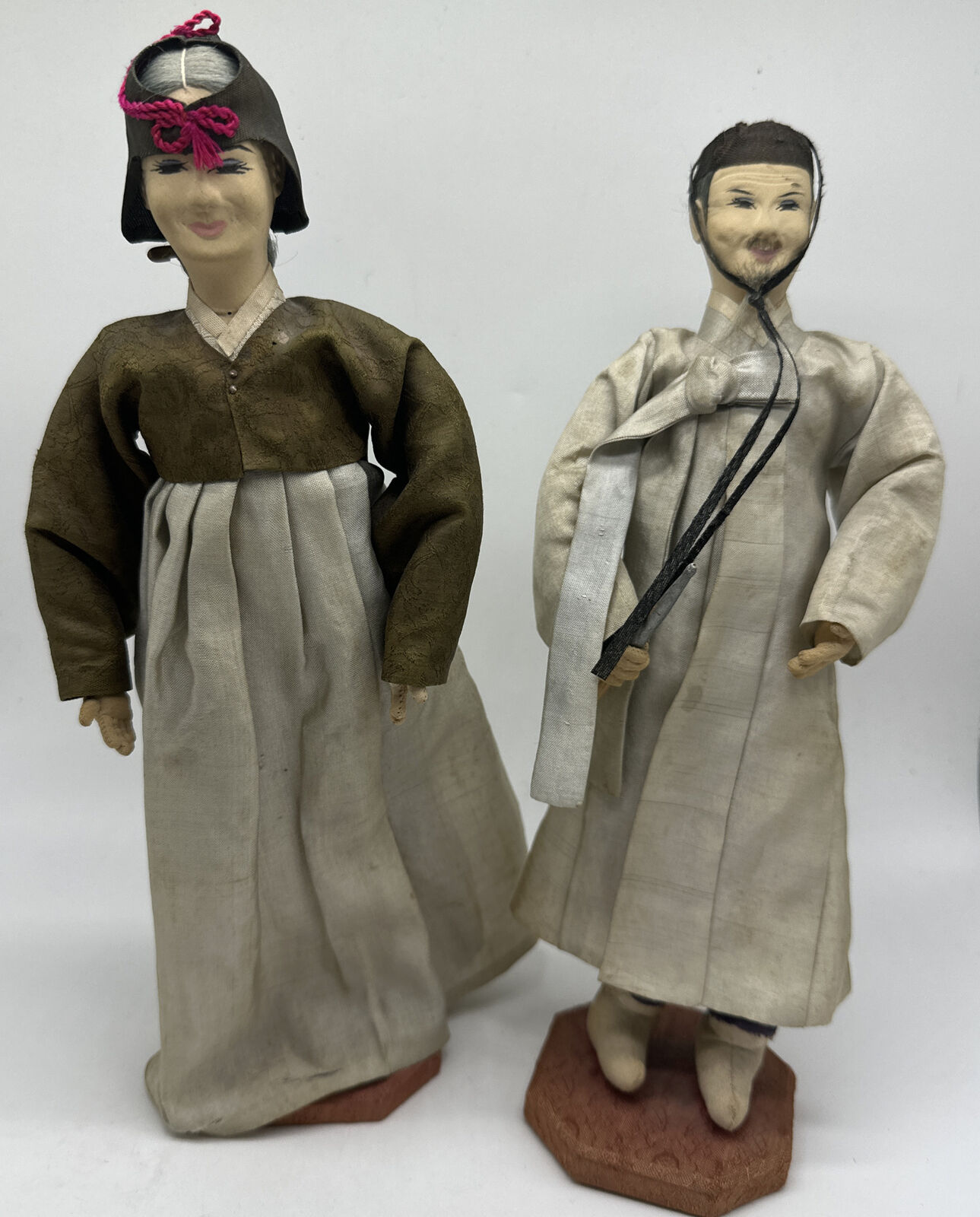 Vintage Pair of Korean Dolls Elderly Couple Missing Parts See Desc Seoul, Korea