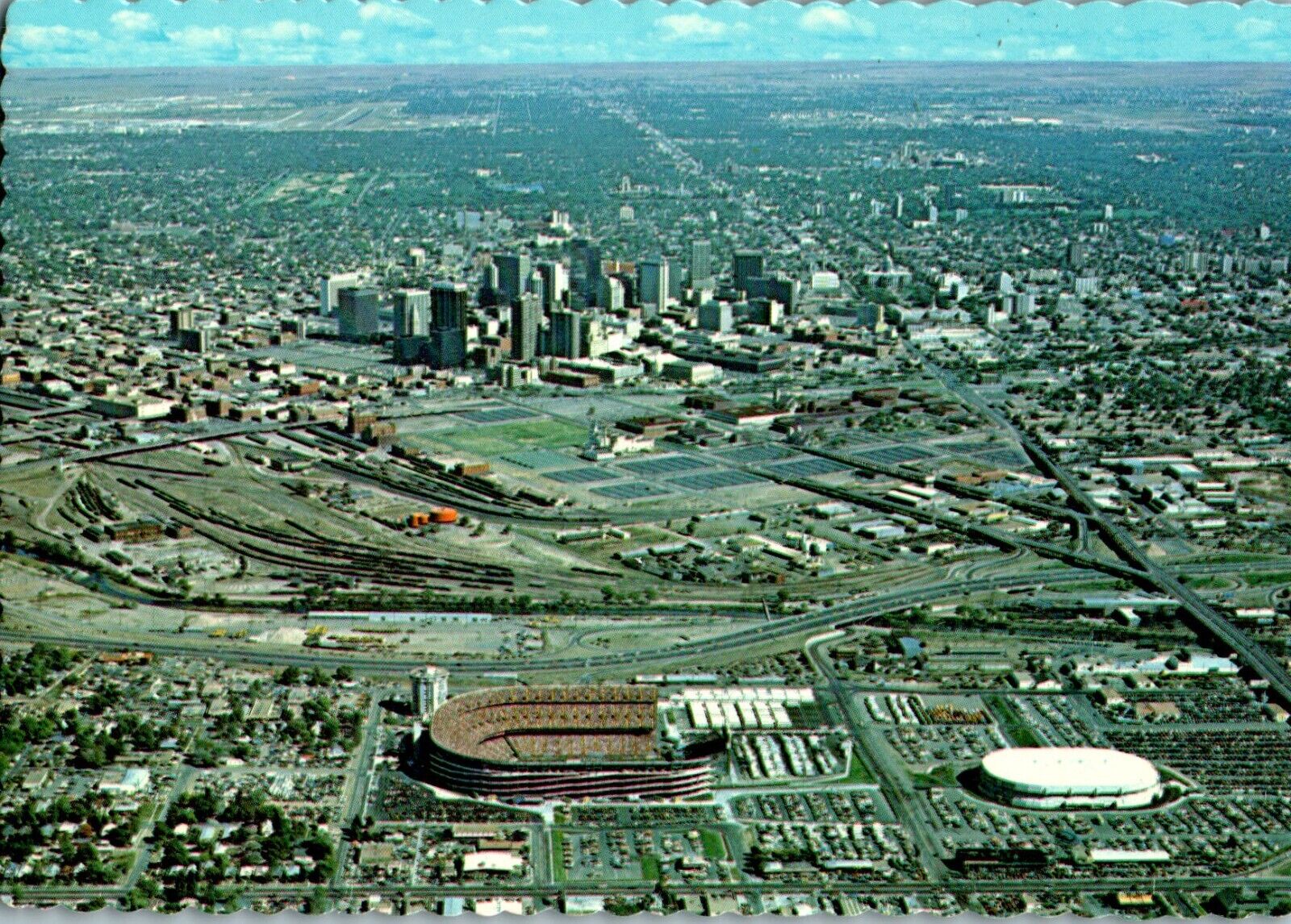 Mile High Stadium, McNichols Arena, Panoramic View of Denver, Colorado CO chrome