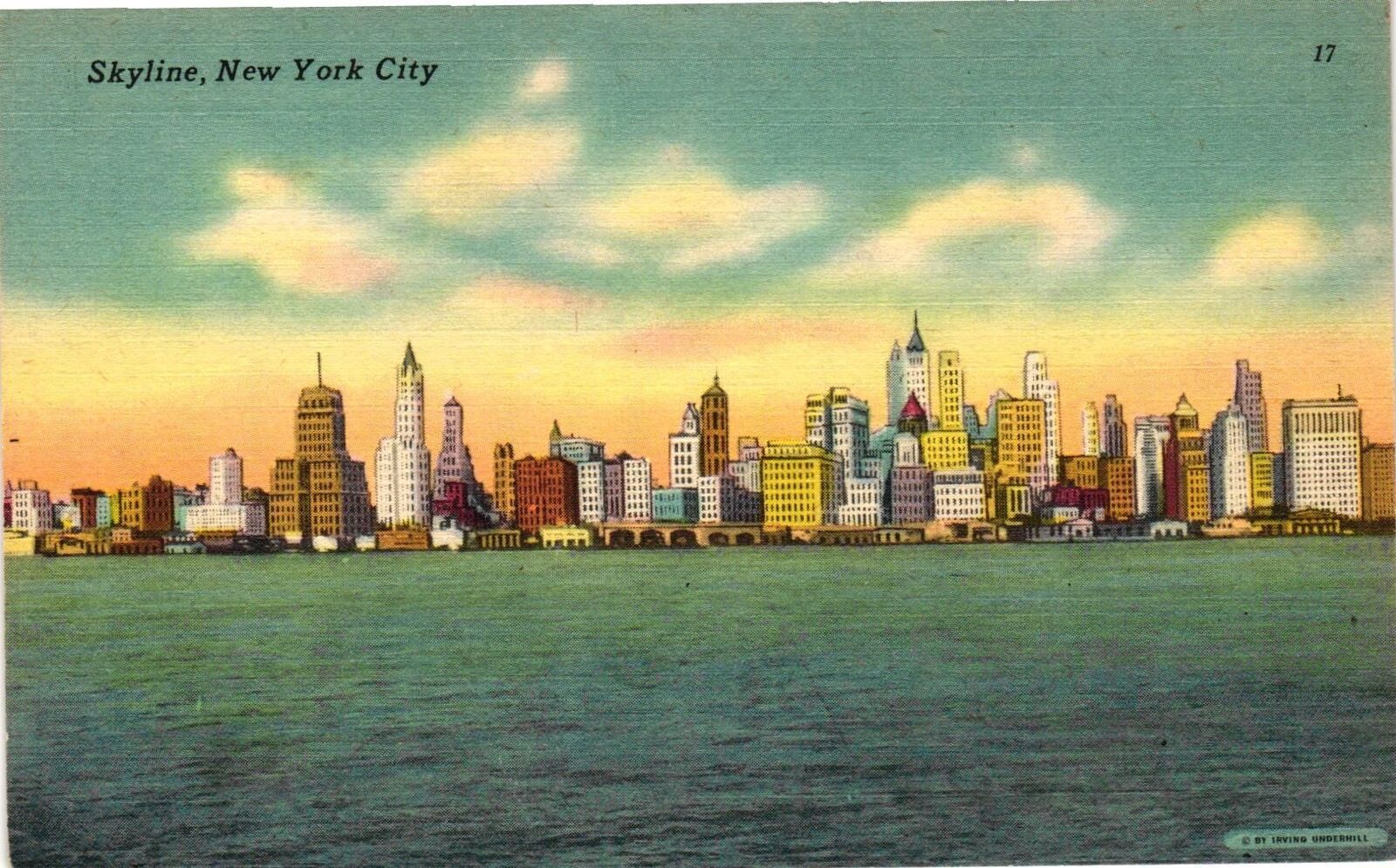 Vintage Postcard- 17. SKYLINE, MANHATTAN NYC. UnPost 1910