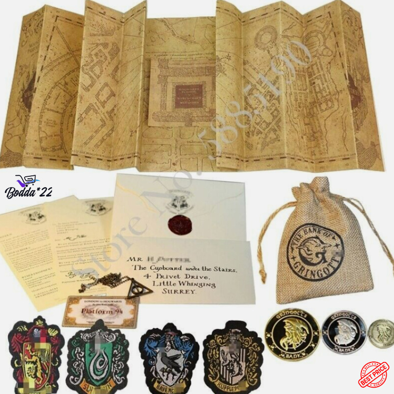 Harry Potter Marauder\'s Map Hogwarts School Letter Of Admission Gringotts Coins