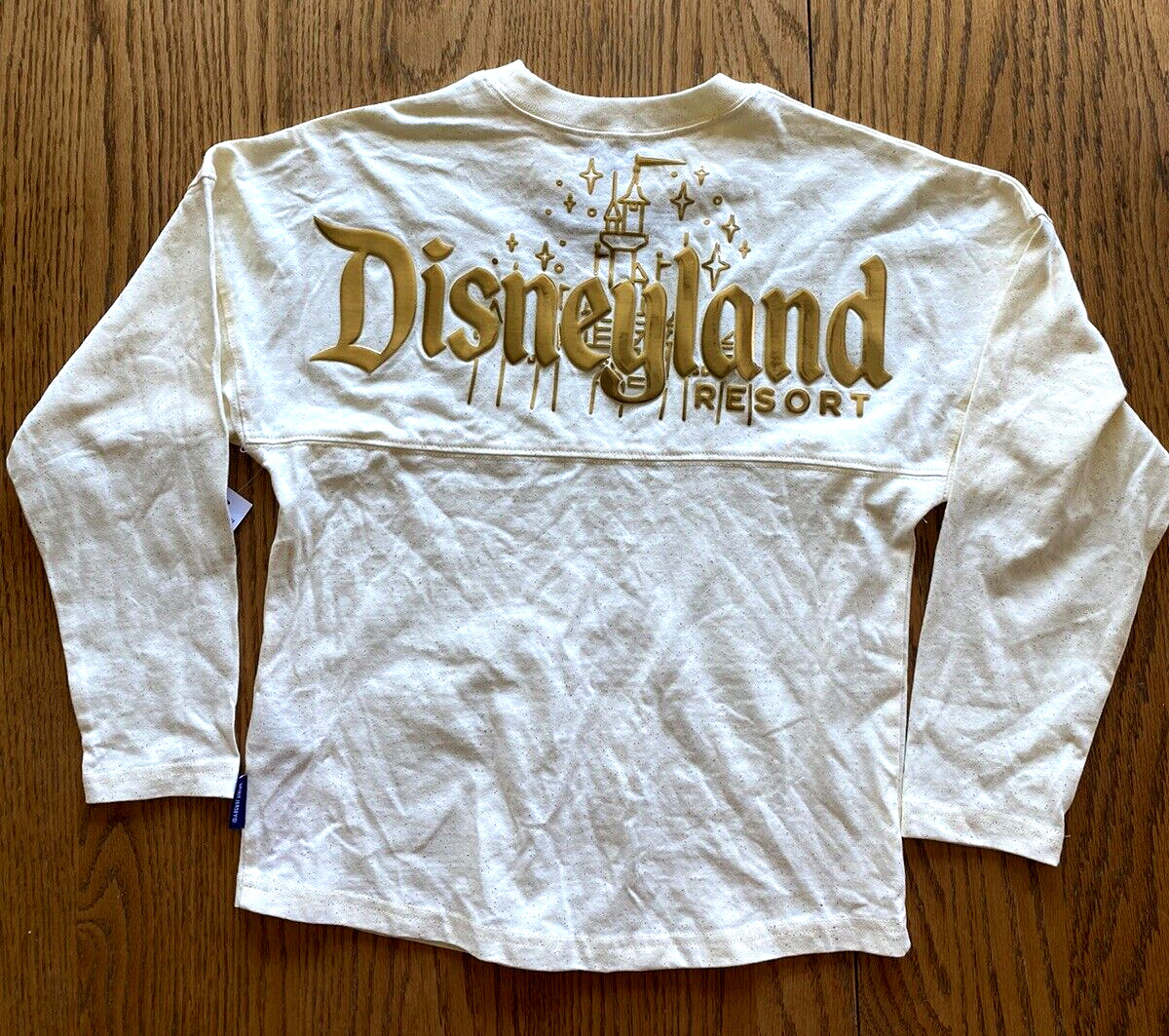 Disney Parks Disneyland Resort Spirit Jersey Cream GOLD Sparkle All Over M Shirt