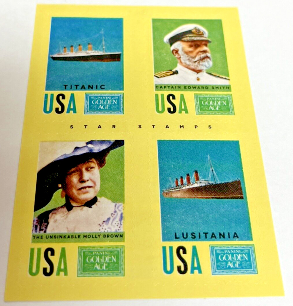 2014 Panini Golden Age Star Stamps #1 (Titanic/Lusitania/Captain Edward Smith)