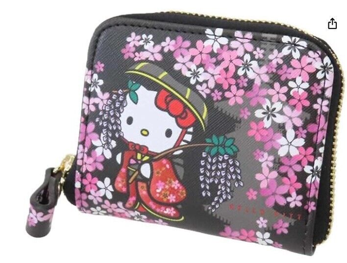 Sanrio Hello Kitty Japanese Pattern Series  Wallet with Pass 85mm x 100mm