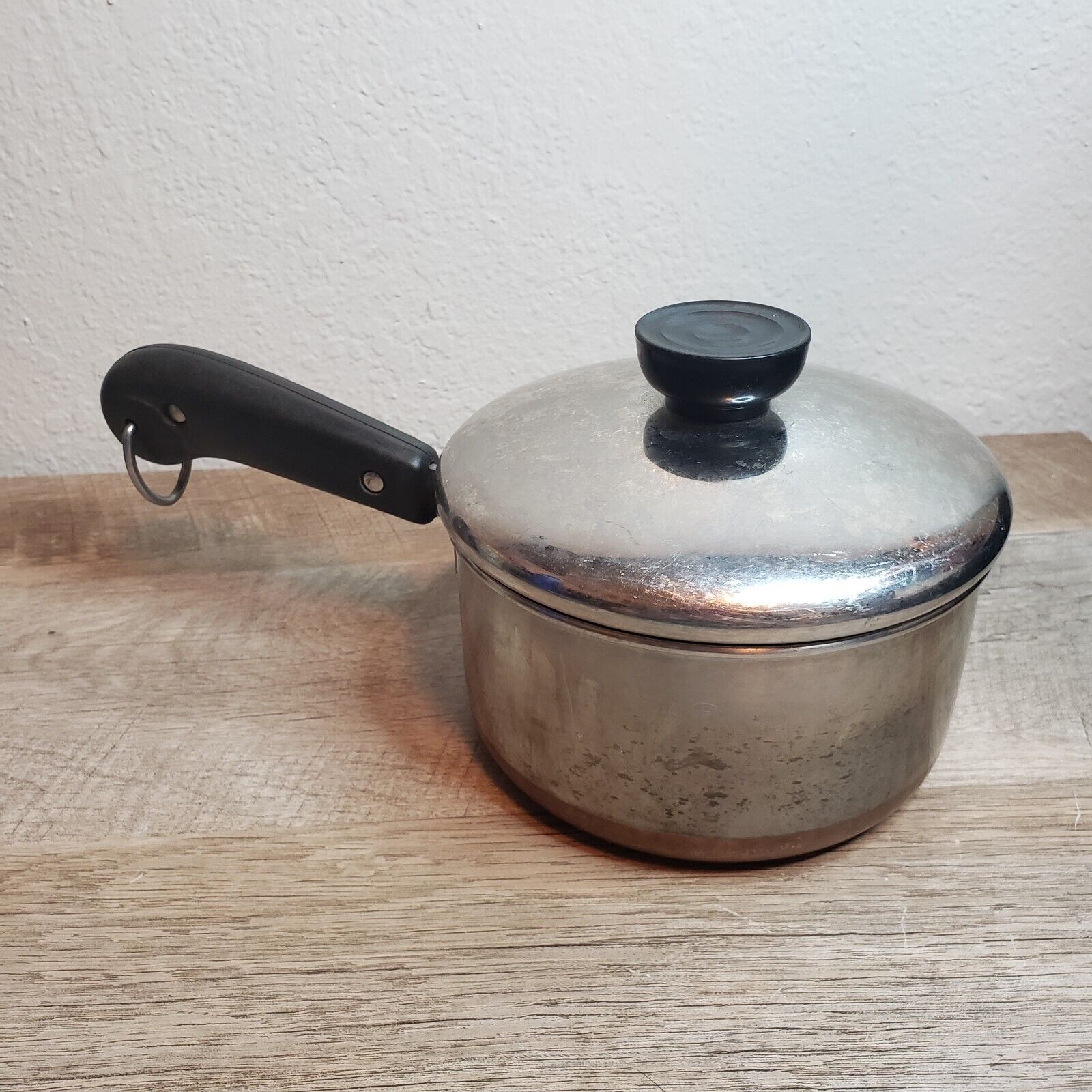 Vintage 1801 Revere Ware 1 Quart Sauce Pan Pot Copper Clad Bottom With Lid 
