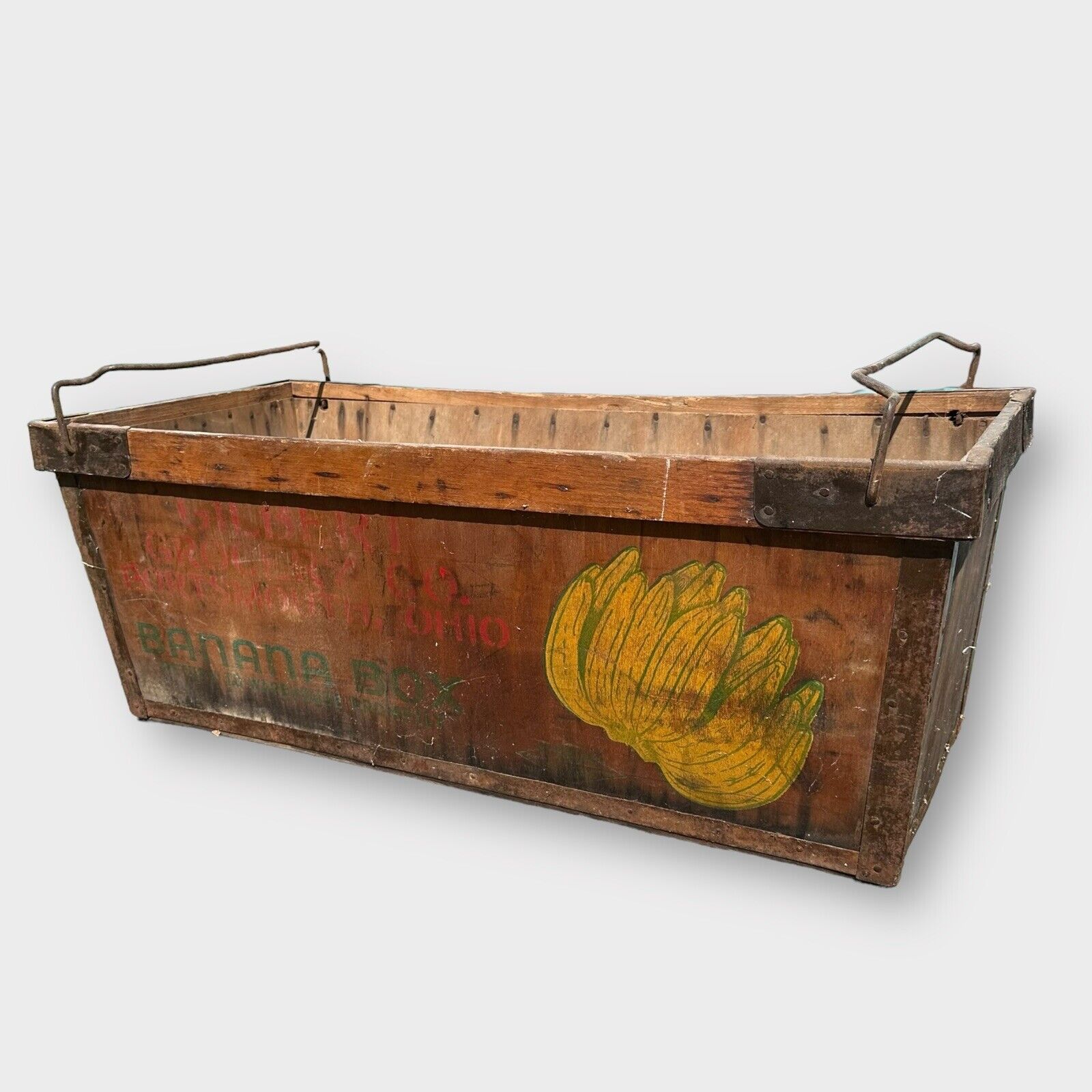 VTG Gilbert Grocery Wooden Banana Box Crate Primitive Rustic Decor Portsmouth OH
