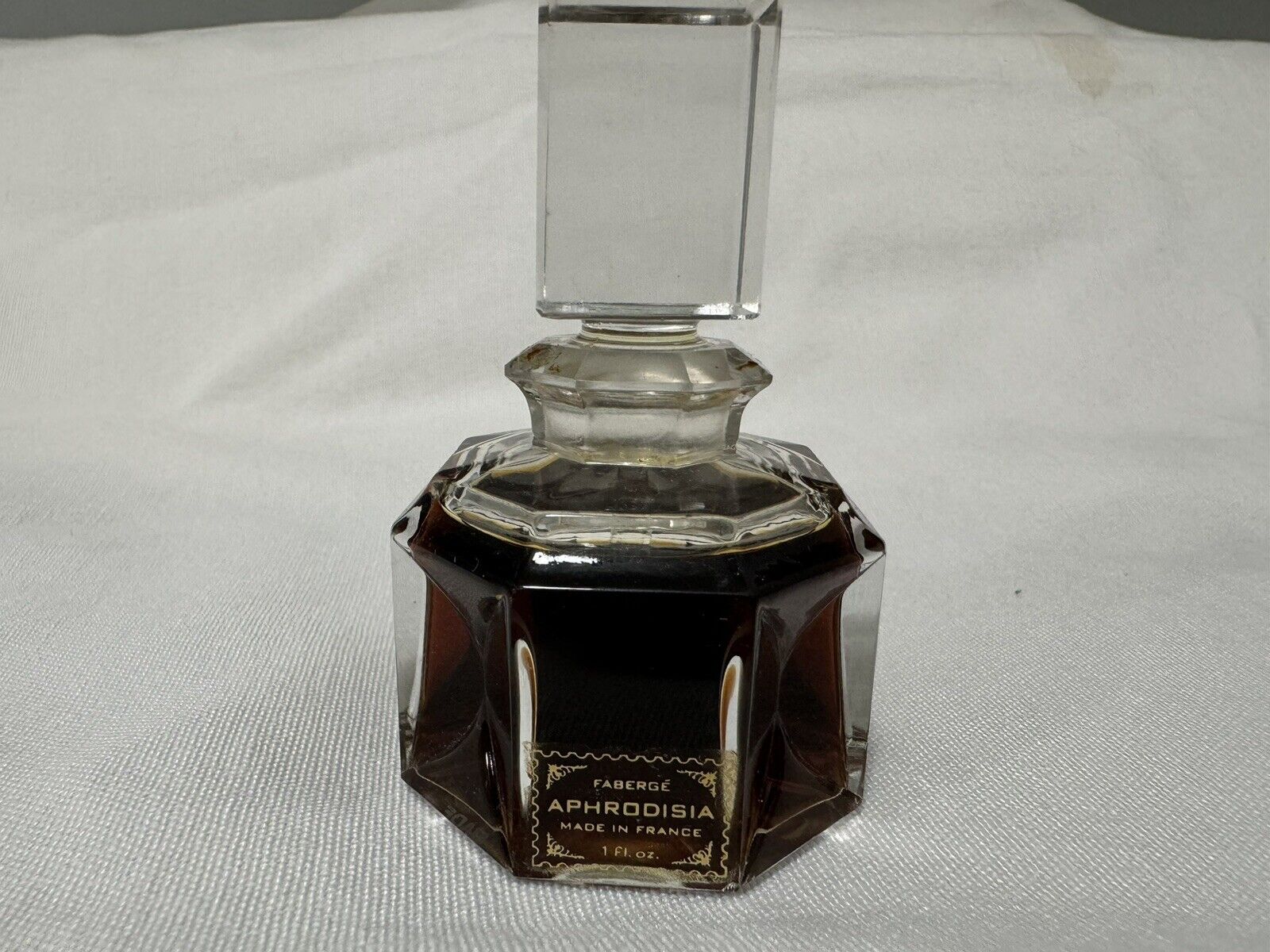 RARE Vintage Faberge Aphrodisia Perfume in Faberge Crystal Bottle Made in France