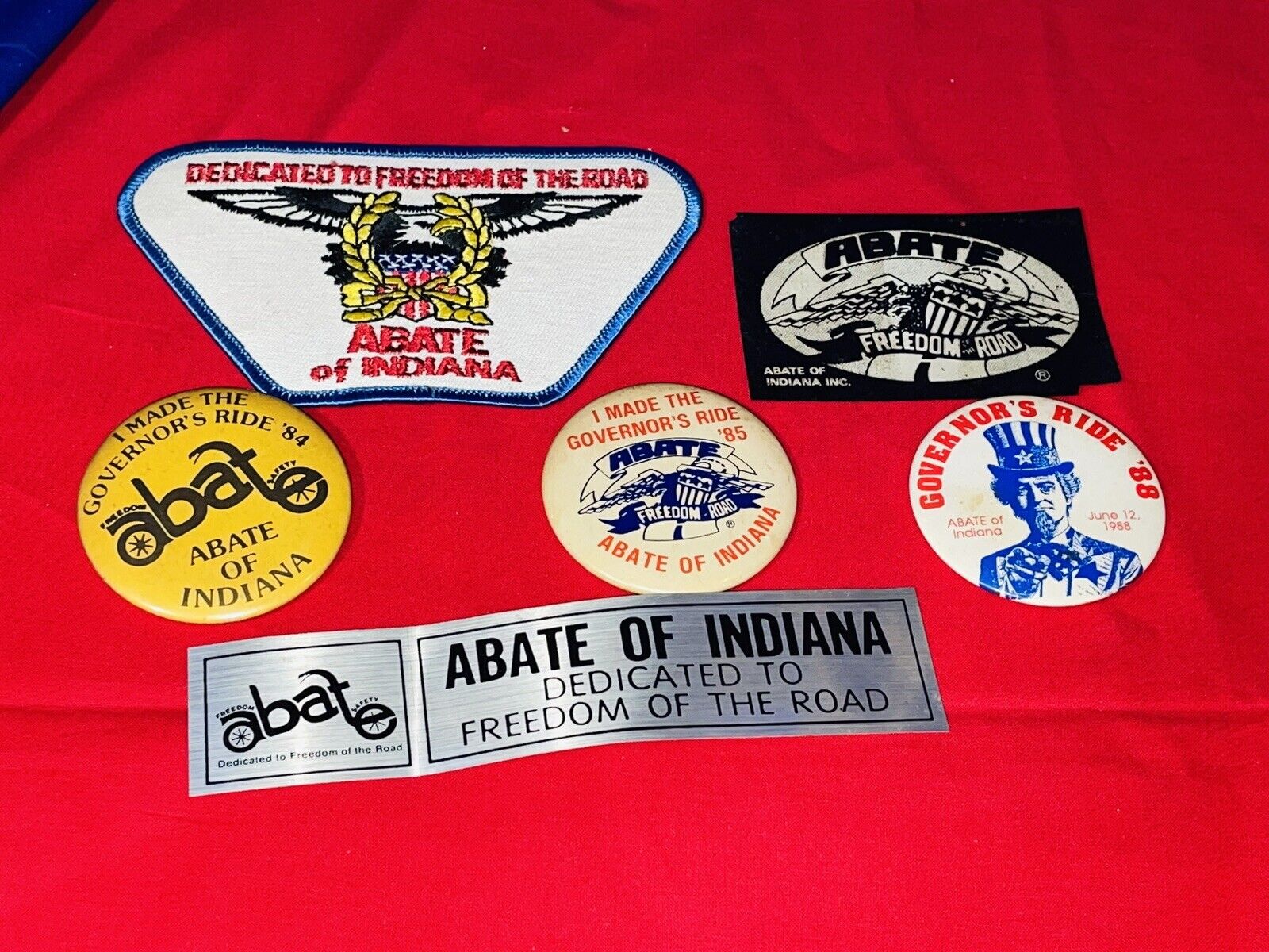 Vintage ABATE INDIANA Motorcycle Collectibles Lot - Pins / Patch