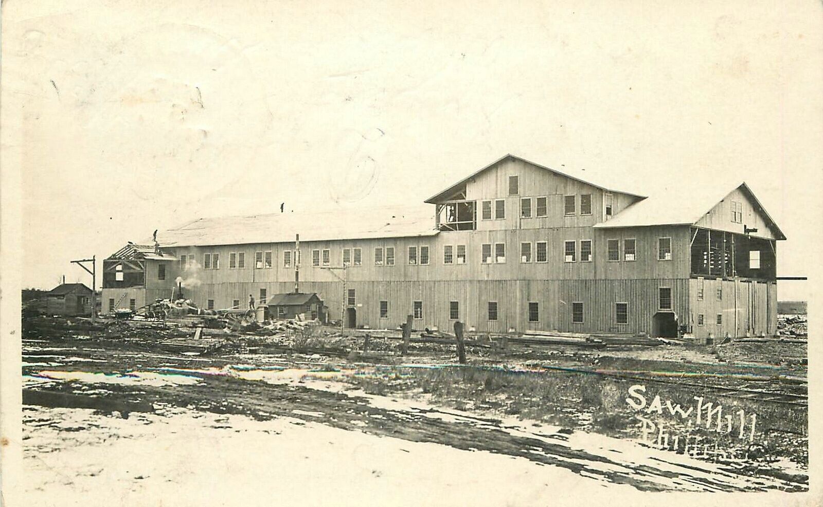 Postcard RPPC Wisconsin Phillips Logging Lumber Sawmill 1914 23-2308