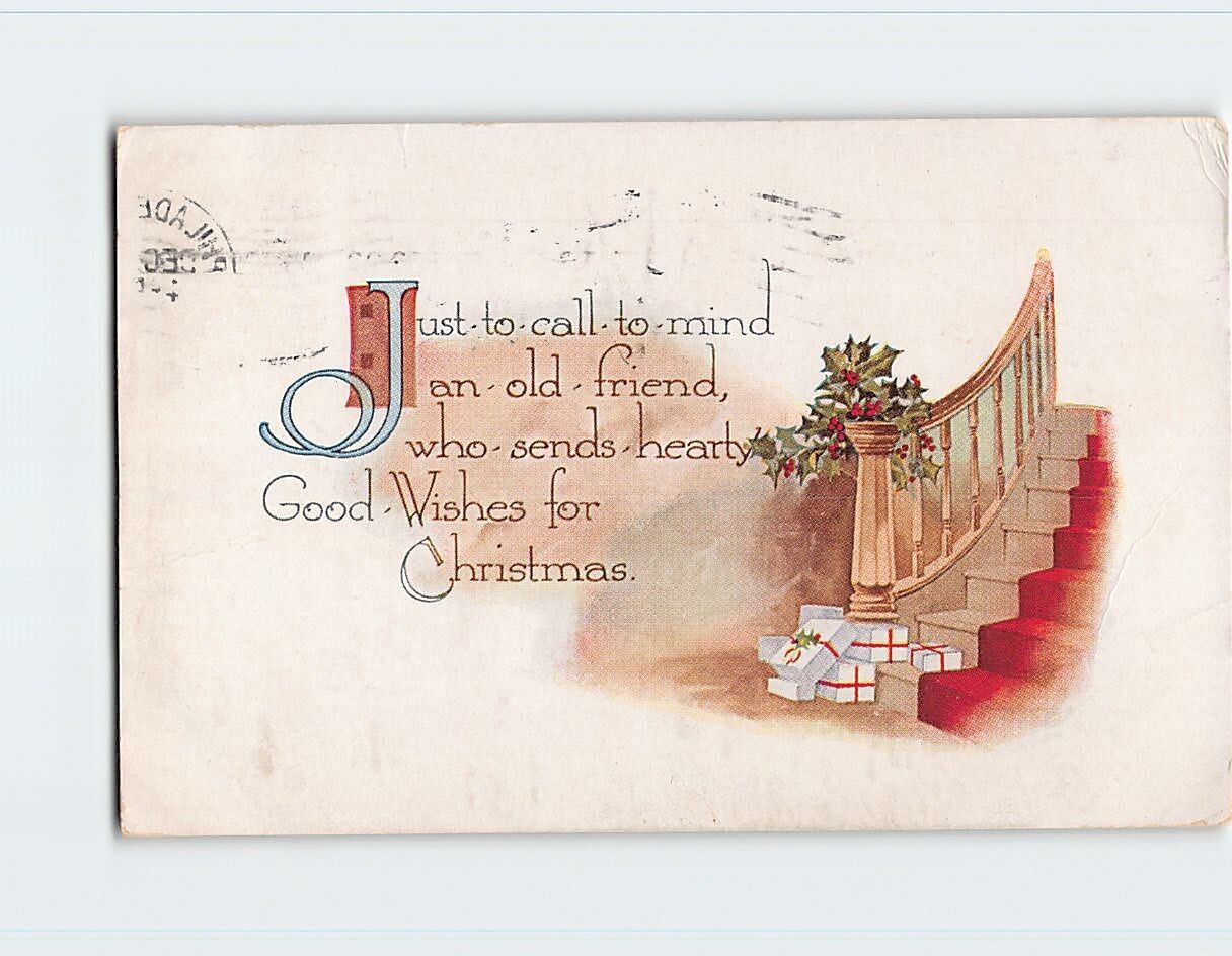 Postcard Christmas Greeting Card with Quote and Christmas Art Print