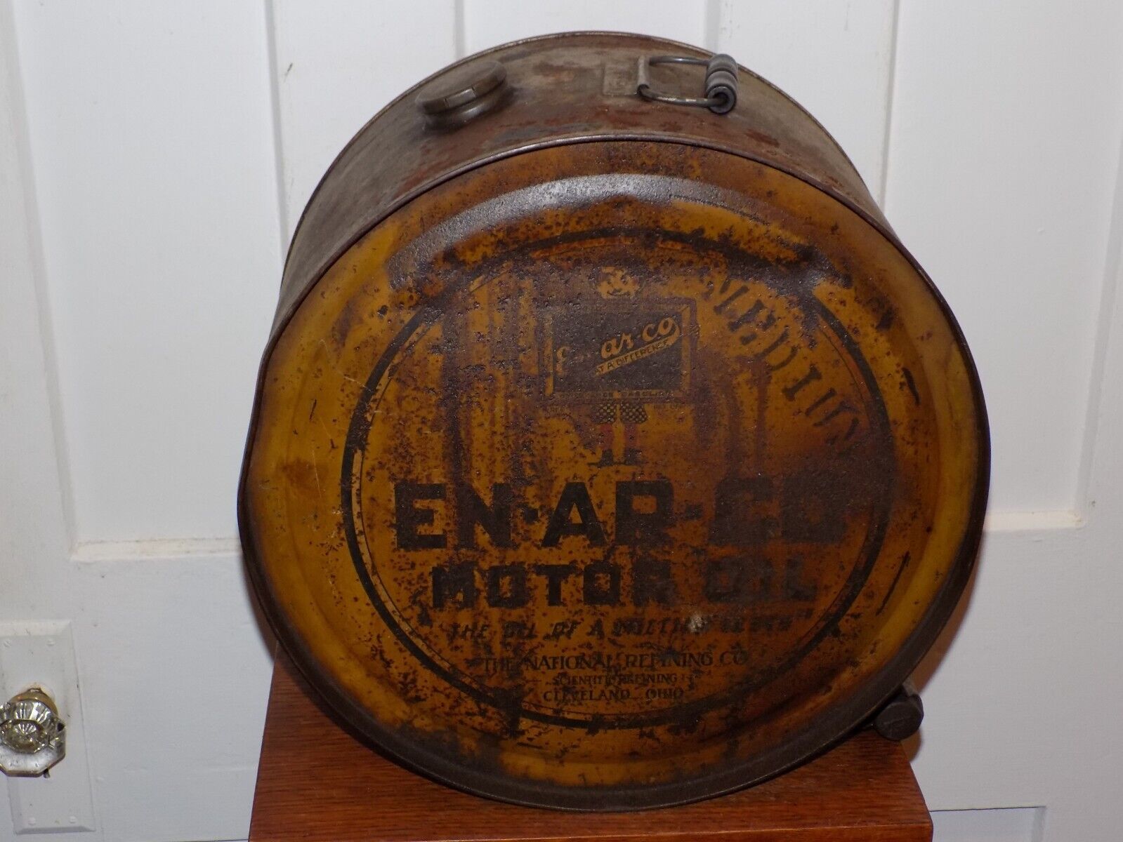 Vintage Enarco Motor Oil National Refining Co. Rocker Oil Can