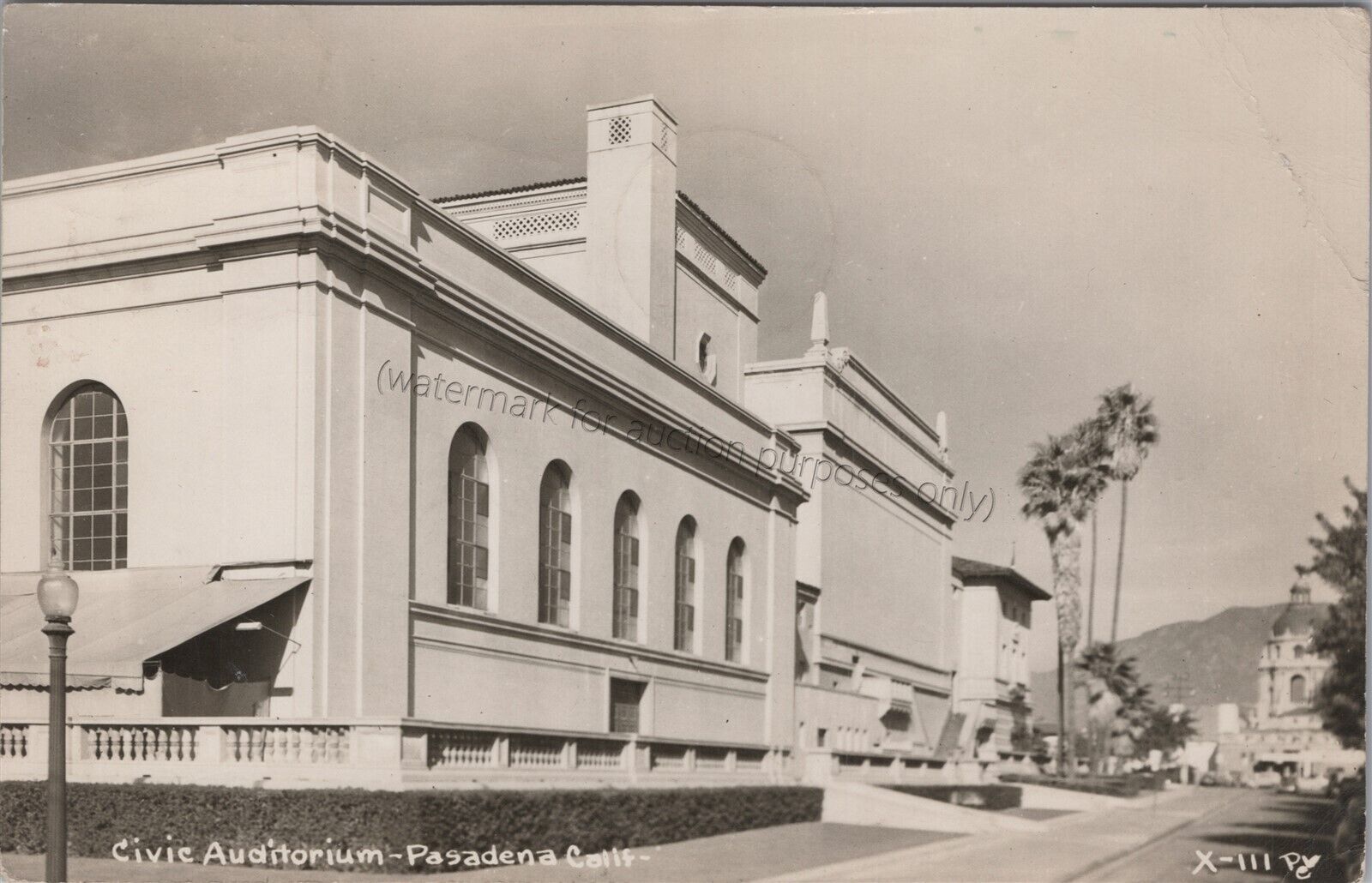 Pasadena, CA: RPPC 1955 Civic Auditorium - Vtg California Real Photo Postcard