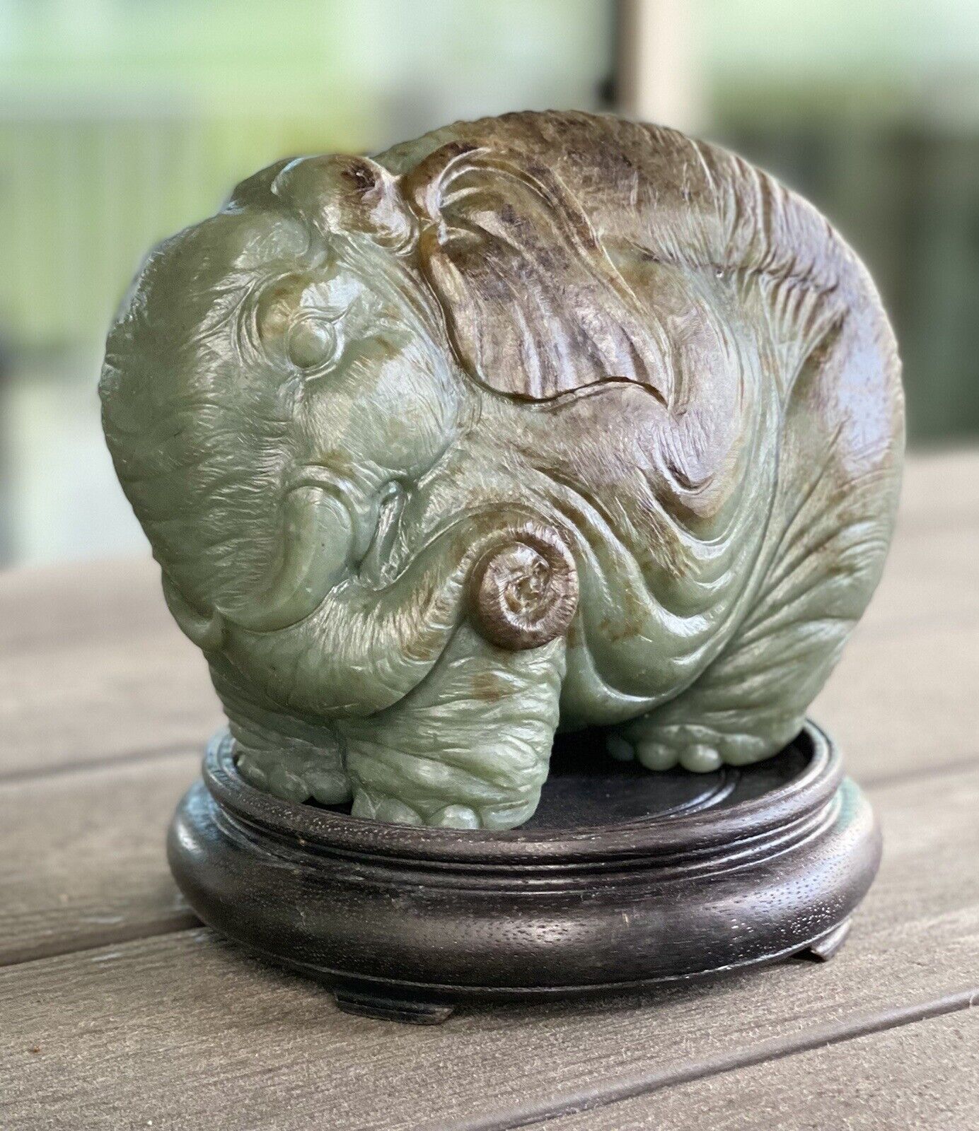 Natural HeTian Jade Hand-Carved Elephant - Designed By Curving Master