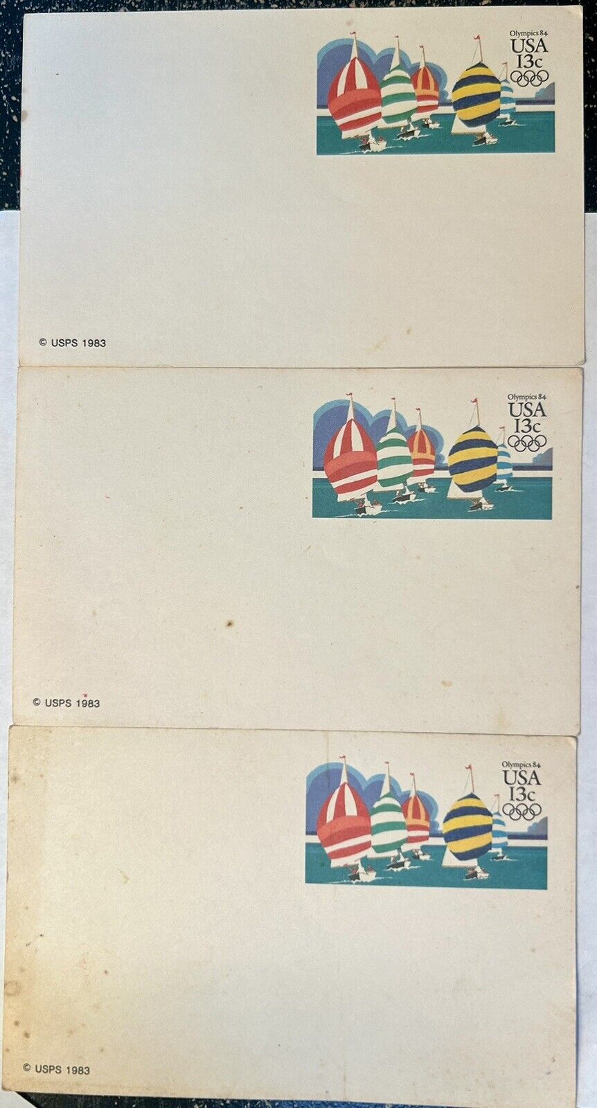 Three 1983 $.13 Postcards