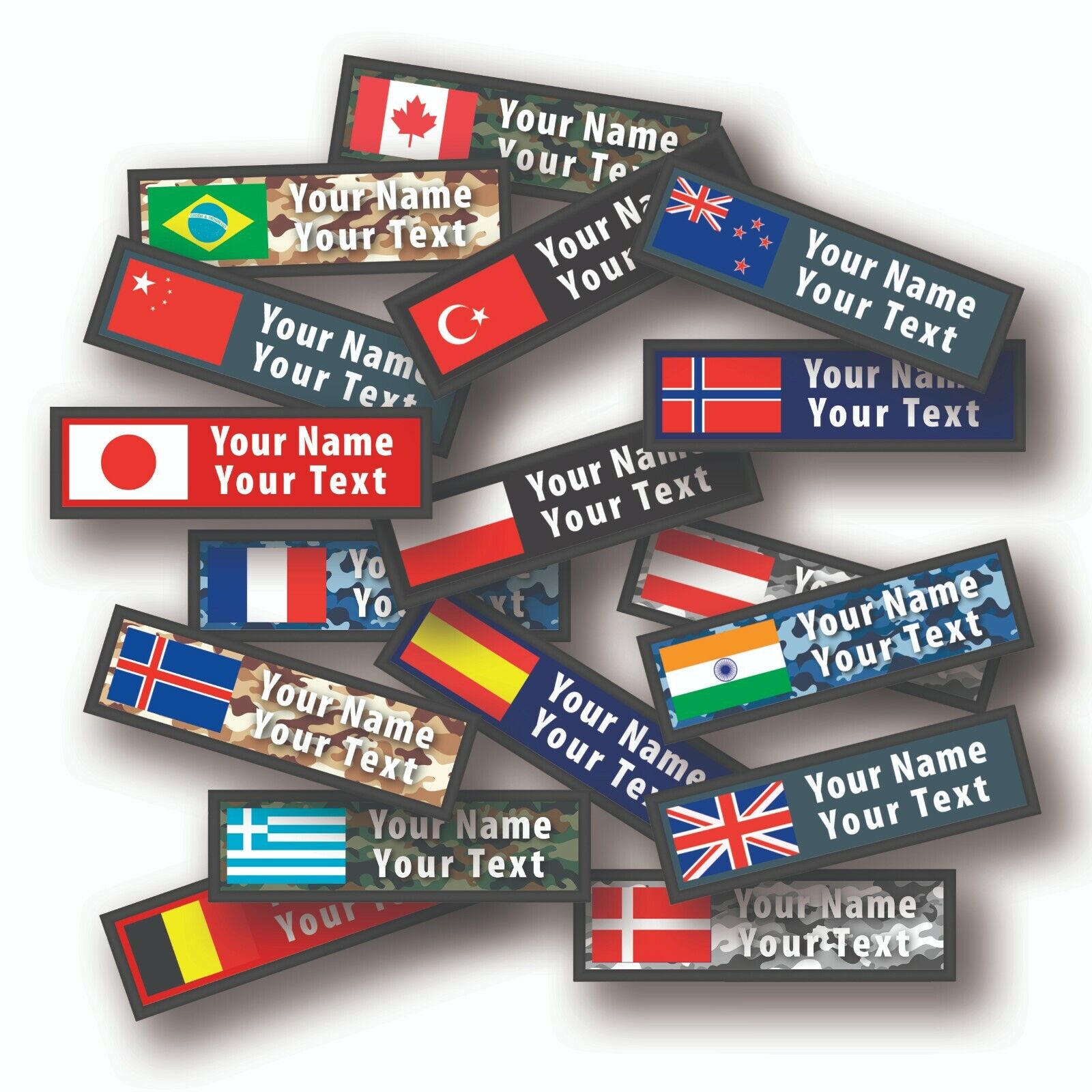 Personalised printed flag patch, Name Flag Patch, custom name patch,
