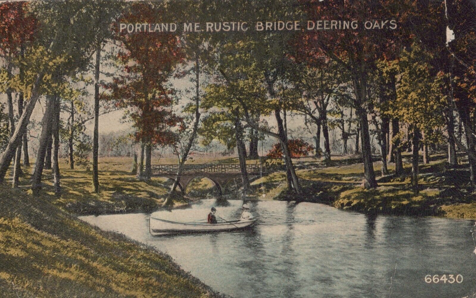 Portland Maine Rustic Bridge Deering Oaks Posted Vintage Divided Back Postcard