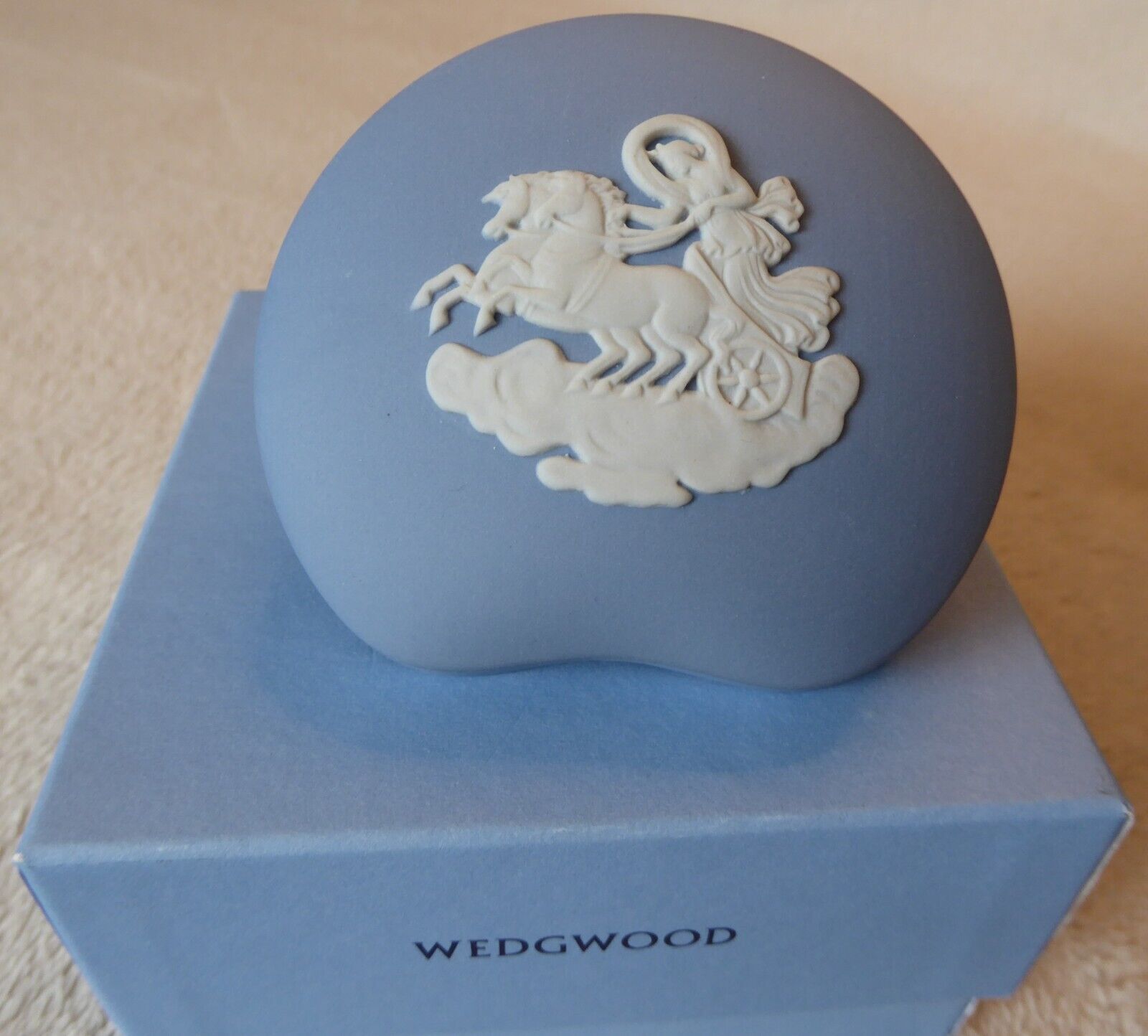 Wedgwood Jasperware pale blue Bean Shaped Trinket Box with Lid