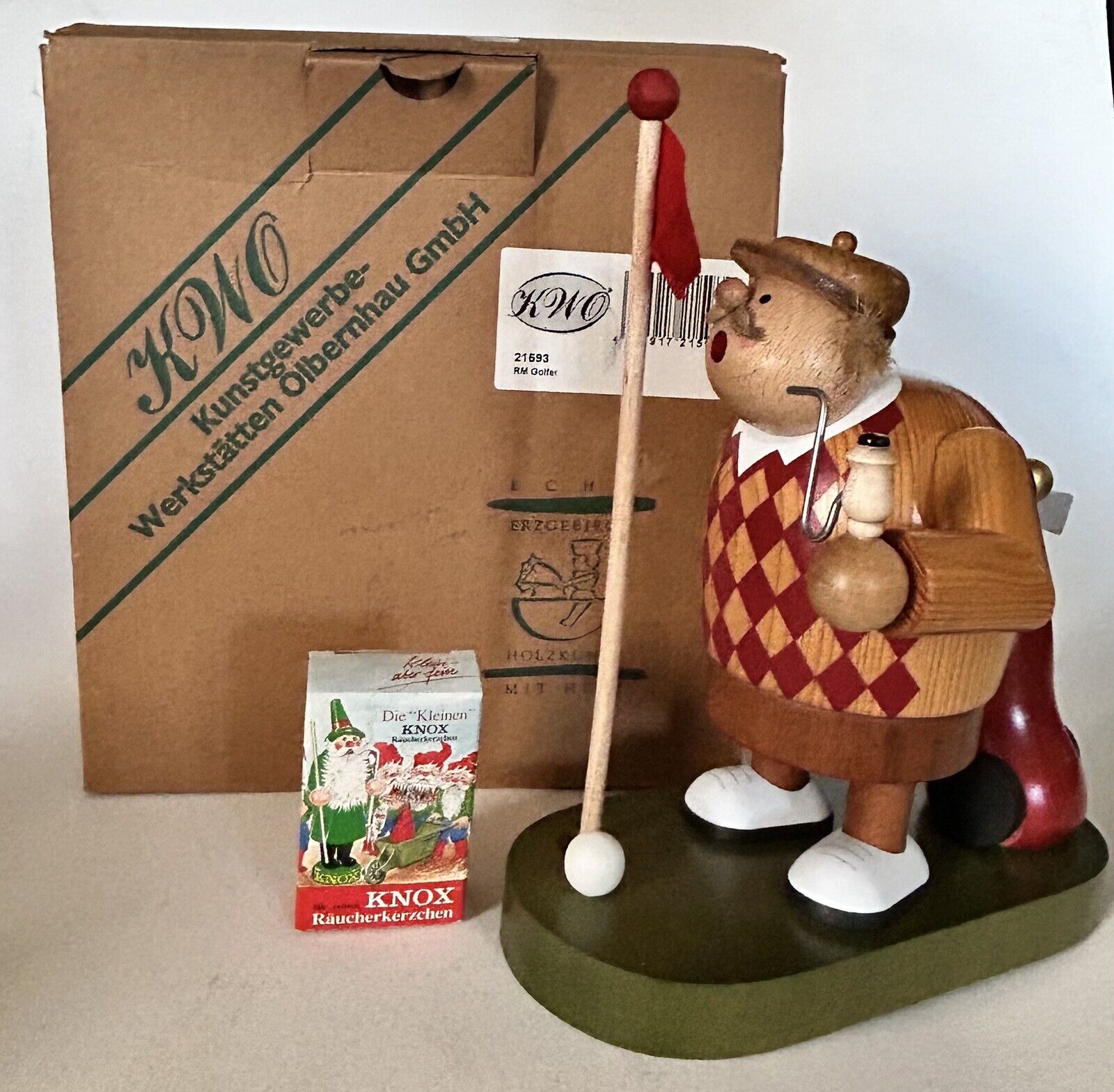 NEW IN BOX - KWO Golfer - German Christmas Smoker / Incense Burner