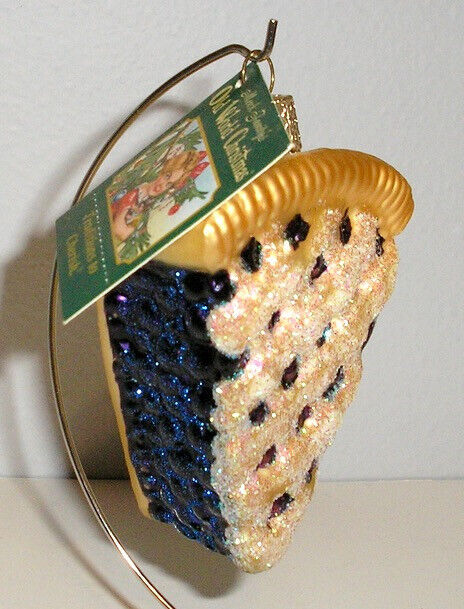 2009 OLD WORLD CHRISTMAS - BLUEBERRY PIE - BLOWN GLASS ORNAMENT - NEW W/TAG