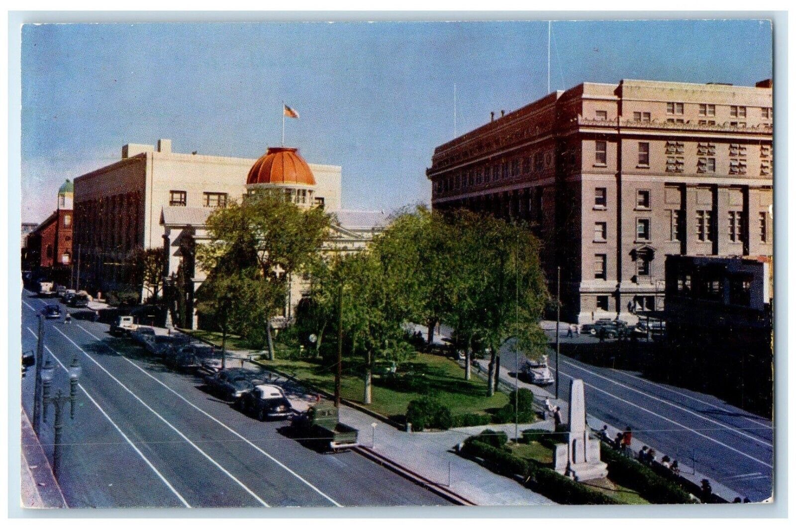 c1960 Looking East Myrtle Avenue City Hall Court House El Paso Texas TX Postcard