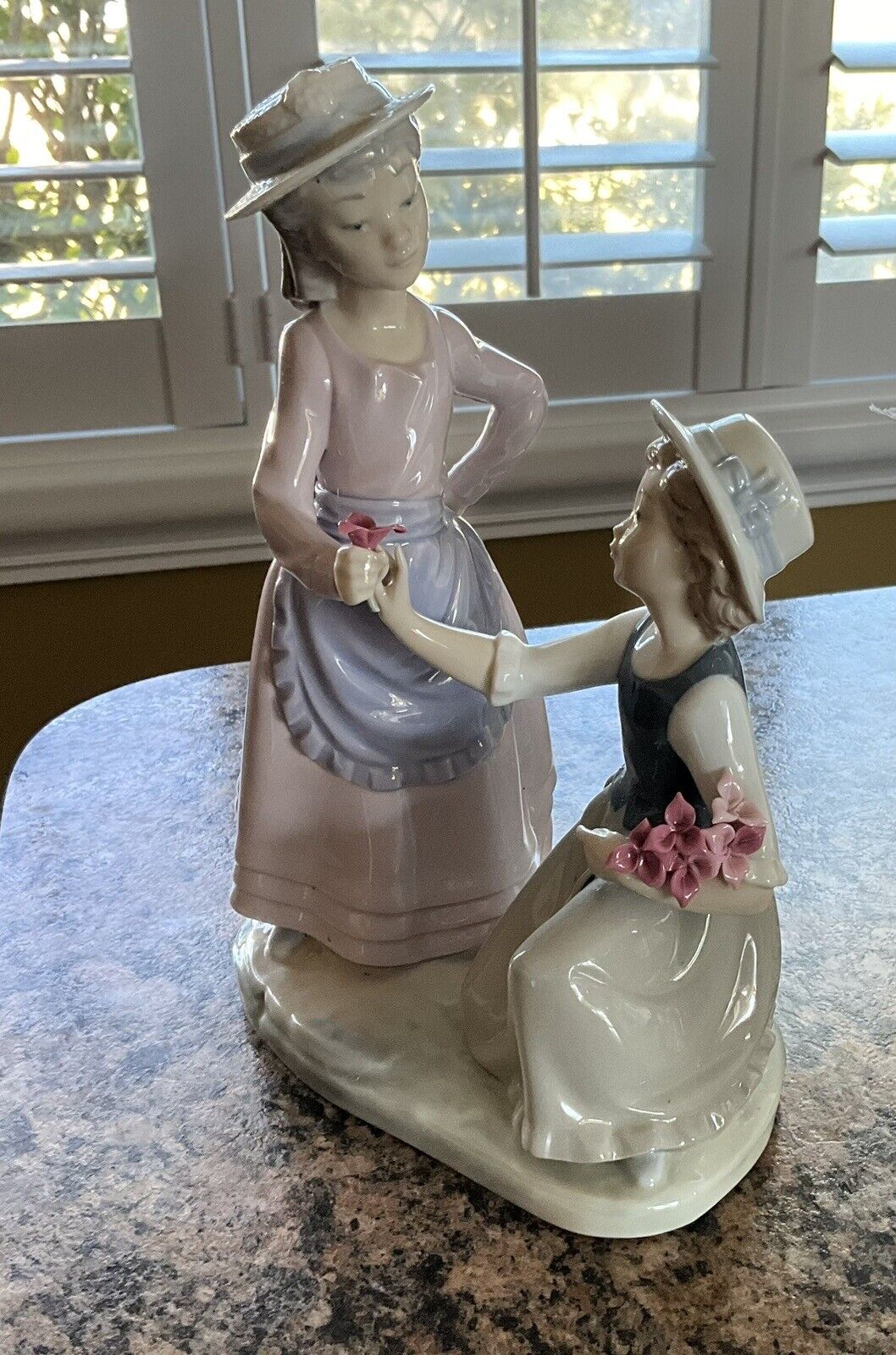 Vintage Nao Lladro “ My Two Girls Picking Flowers “ 9.5”tall