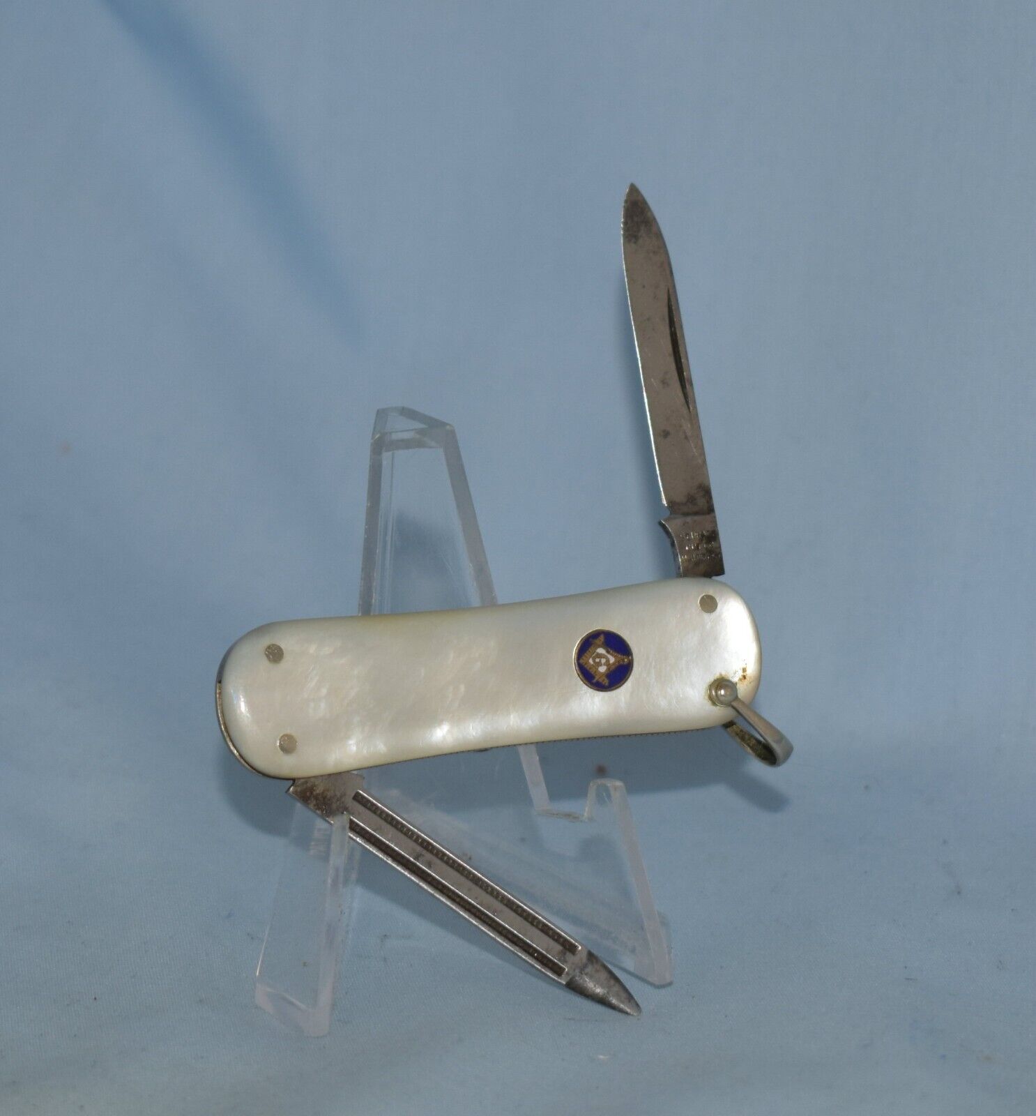 RARE VINTAGE SCHRADE CUTLERY CO MOTHER OF PEARL LOBSTER KNIFE 1904-46 MASONIC