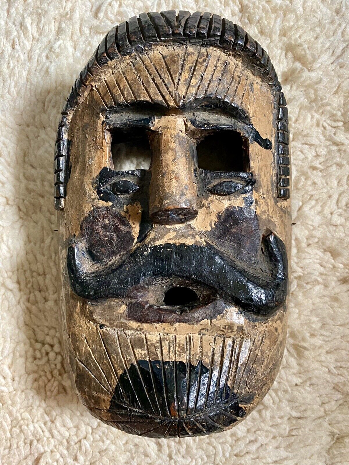Antique Hand Carved Patron Traditional Dance Mask from Guatemala
