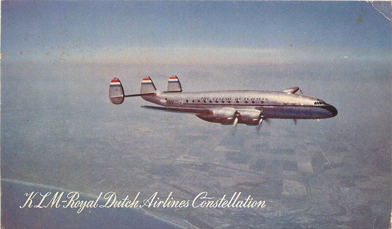 Airline Advertising KLM Royal Dutch in flight 1940s postcard 8778