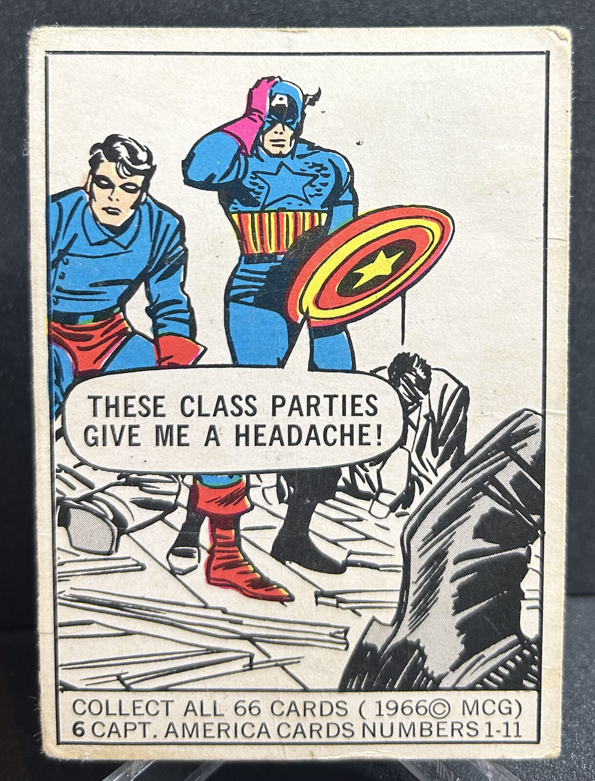 1966 DONRUSS MARVEL SUPER HEROES  CAPTAIN AMERICA #6   CLASS PARTIES SPIDERMAN