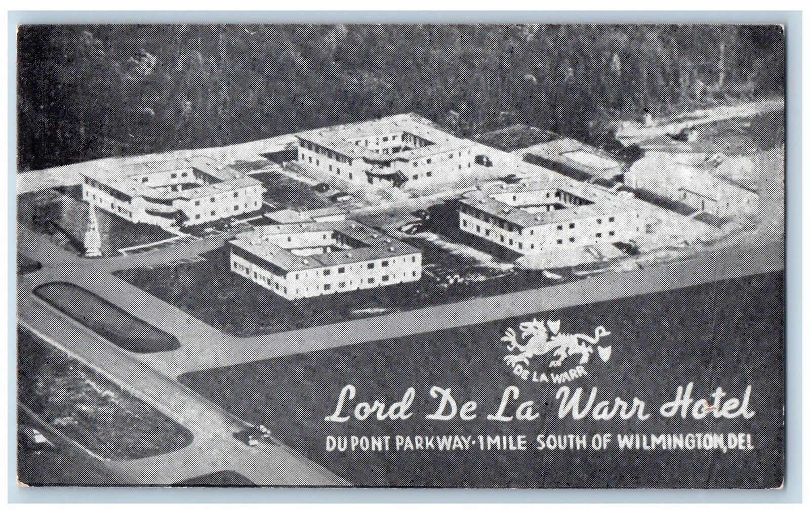 c1950's Aerial View Lord De La Warr Hotel Wilmington Delaware Vintage Postcard