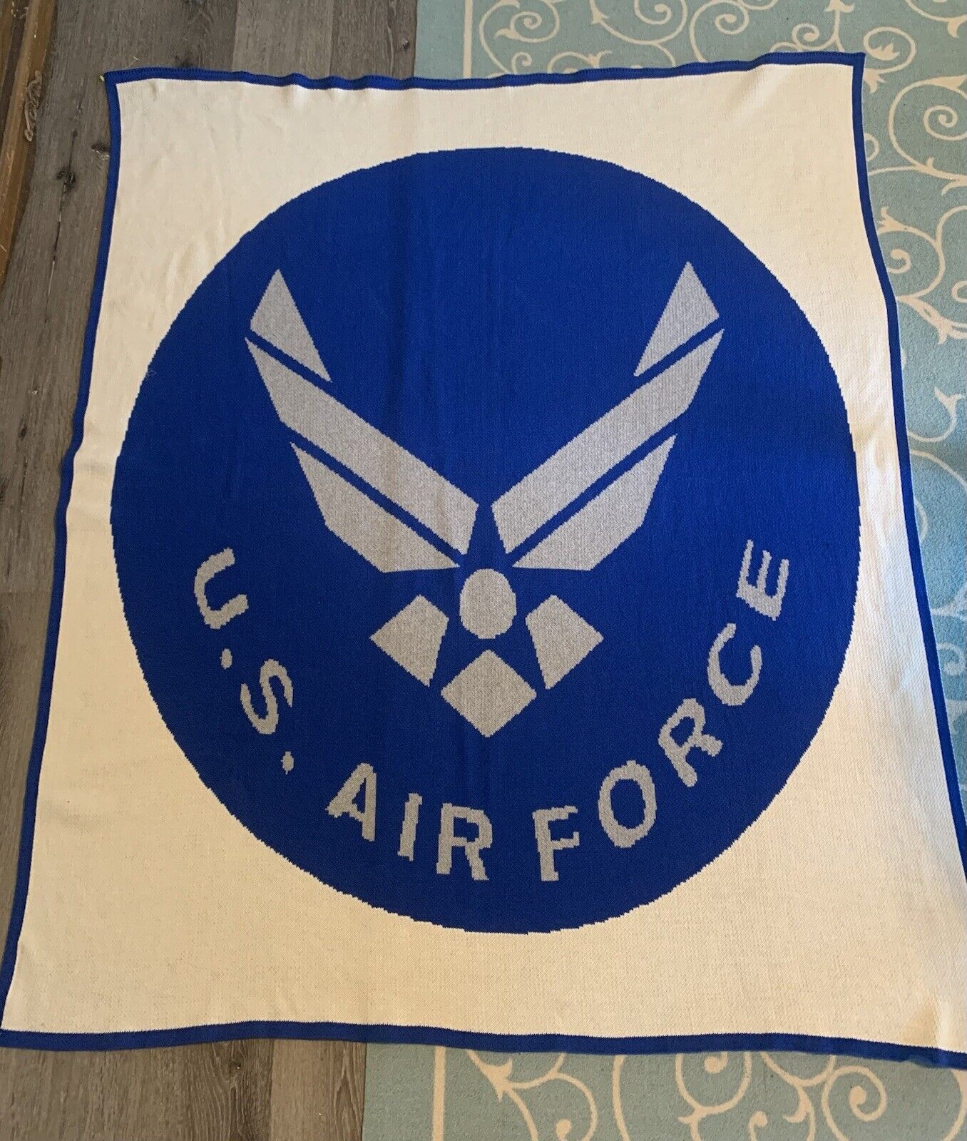 VTG Air Force Semper Fedelis Throw Blanket USA 52x62 Heavy Cotton Acrylic RARE