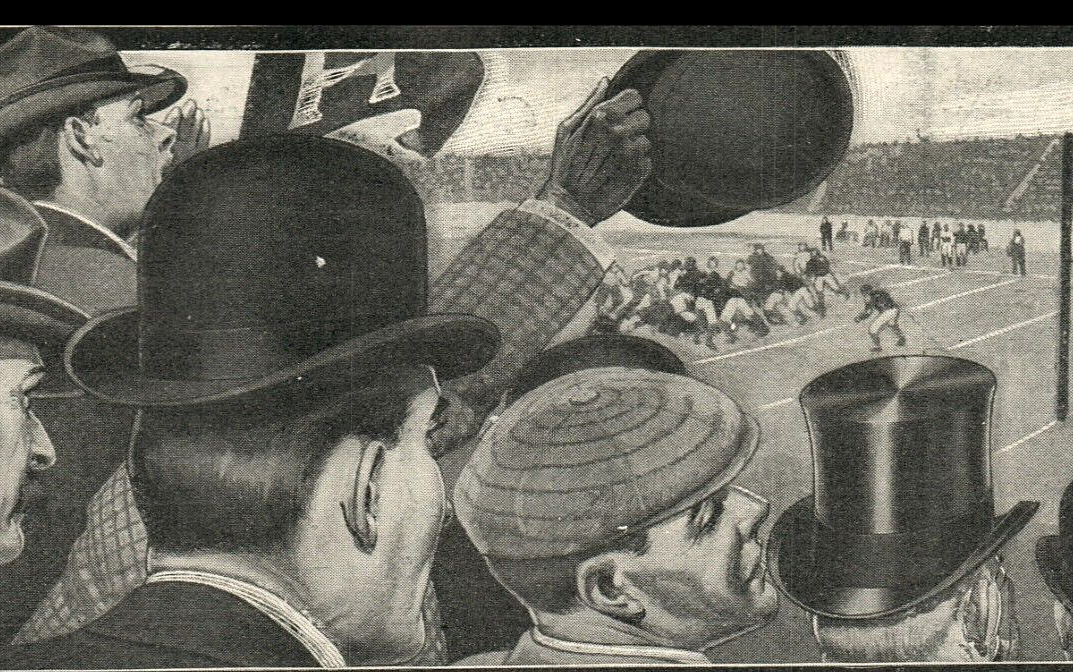 1908 Knox Hats Victorian Men\'s Clothing Bleachers Football Game Stadium 8496