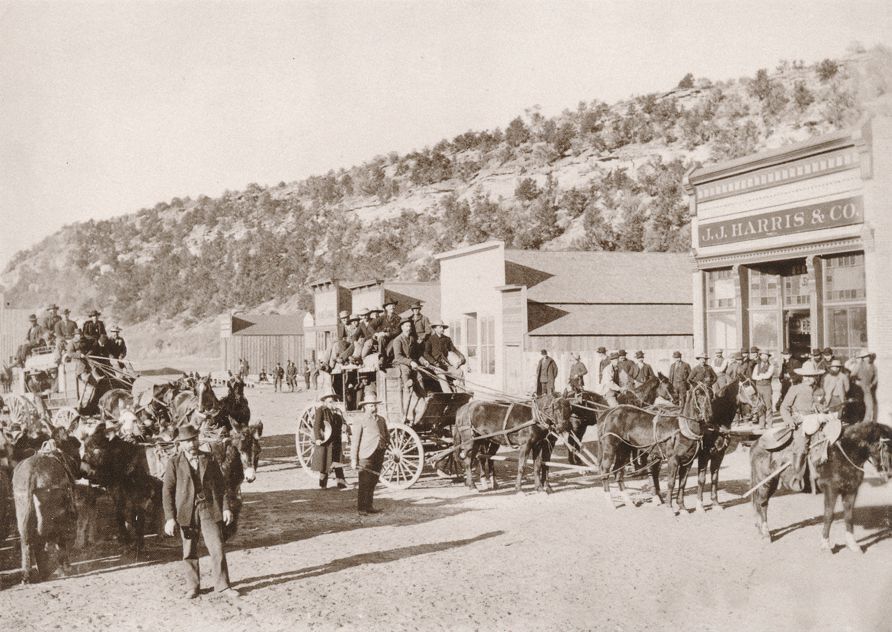 Stagecoaches at Dolores Colorado circa 1891 - Western USA - Recent Print
