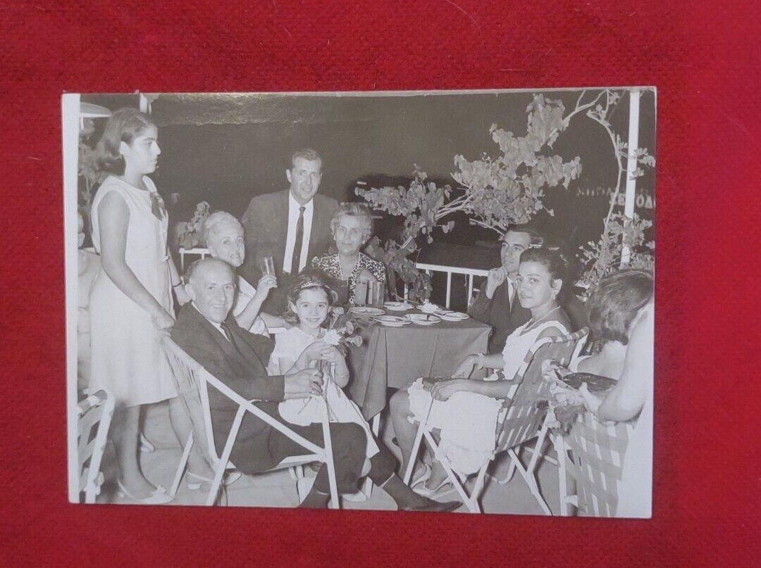 Vintage Real Photo Postcard Family At Dinner