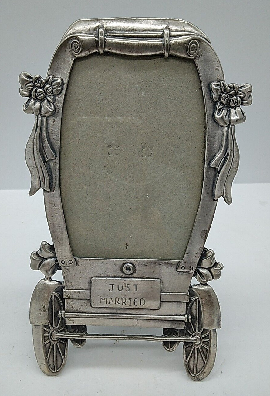 Pewter Silver Picture Frame Wedding Anniversary Vintage Detailed Covered Wagon