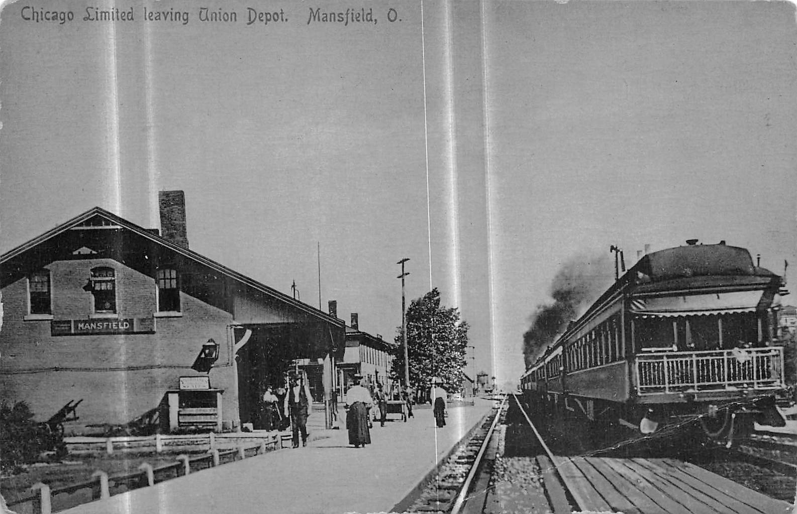 MANSFIELD Ohio postcard Richland County Union train station depot Chicago Ltd
