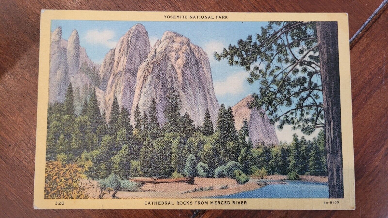 Yosemite National Park Cathedral Rocks Merced River California Vintage Post Card