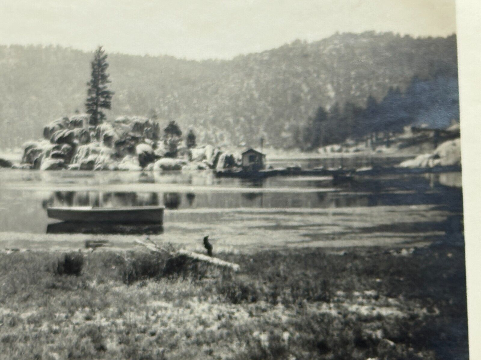 2M Photograph Artistic Scenic Picturesque View Big Bear Lake Canoe 1940 CA