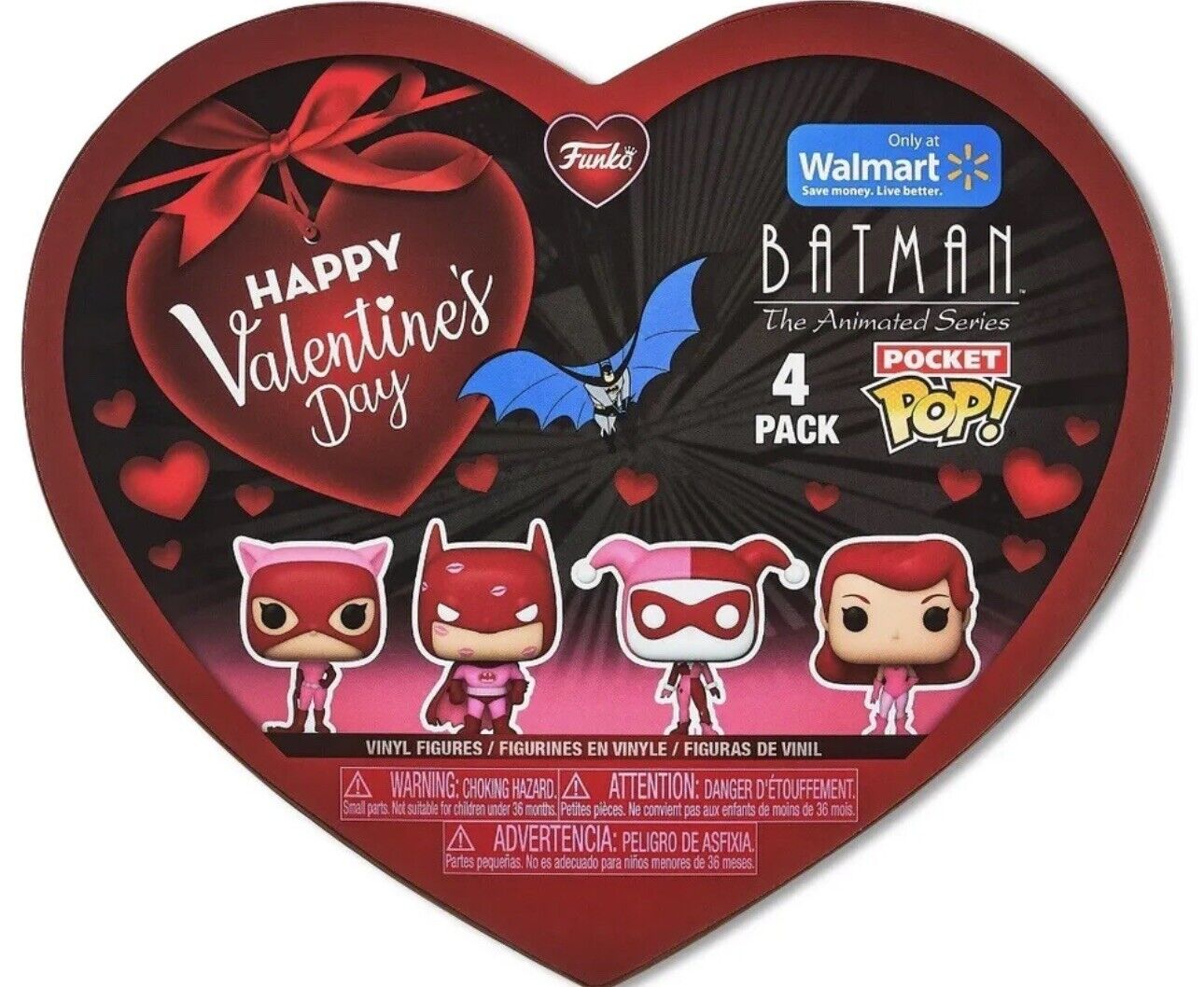 NEW Walmart Funko Pocket Pop DC Batman Valentines Day Box 4-Pack Figures