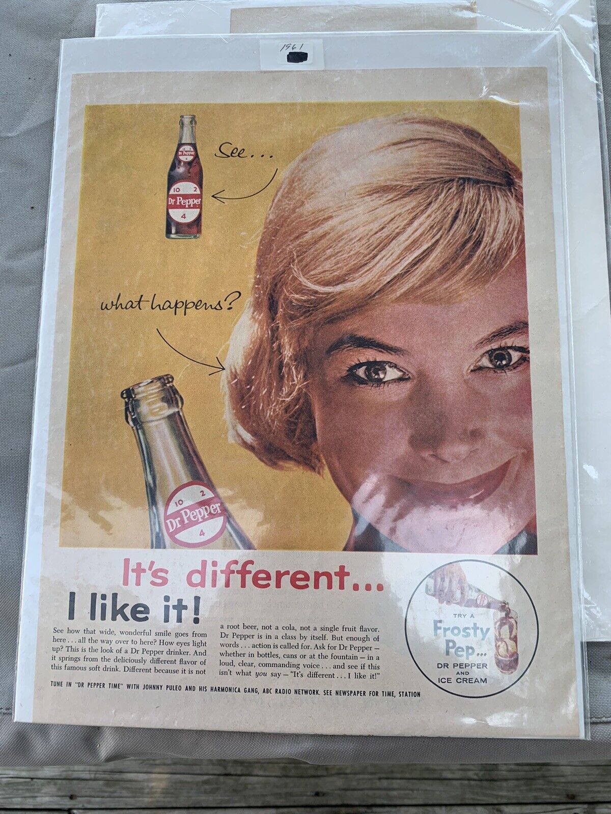 1959 Dr. Pepper Advertising Movie Theatre Paper Sign Magazine