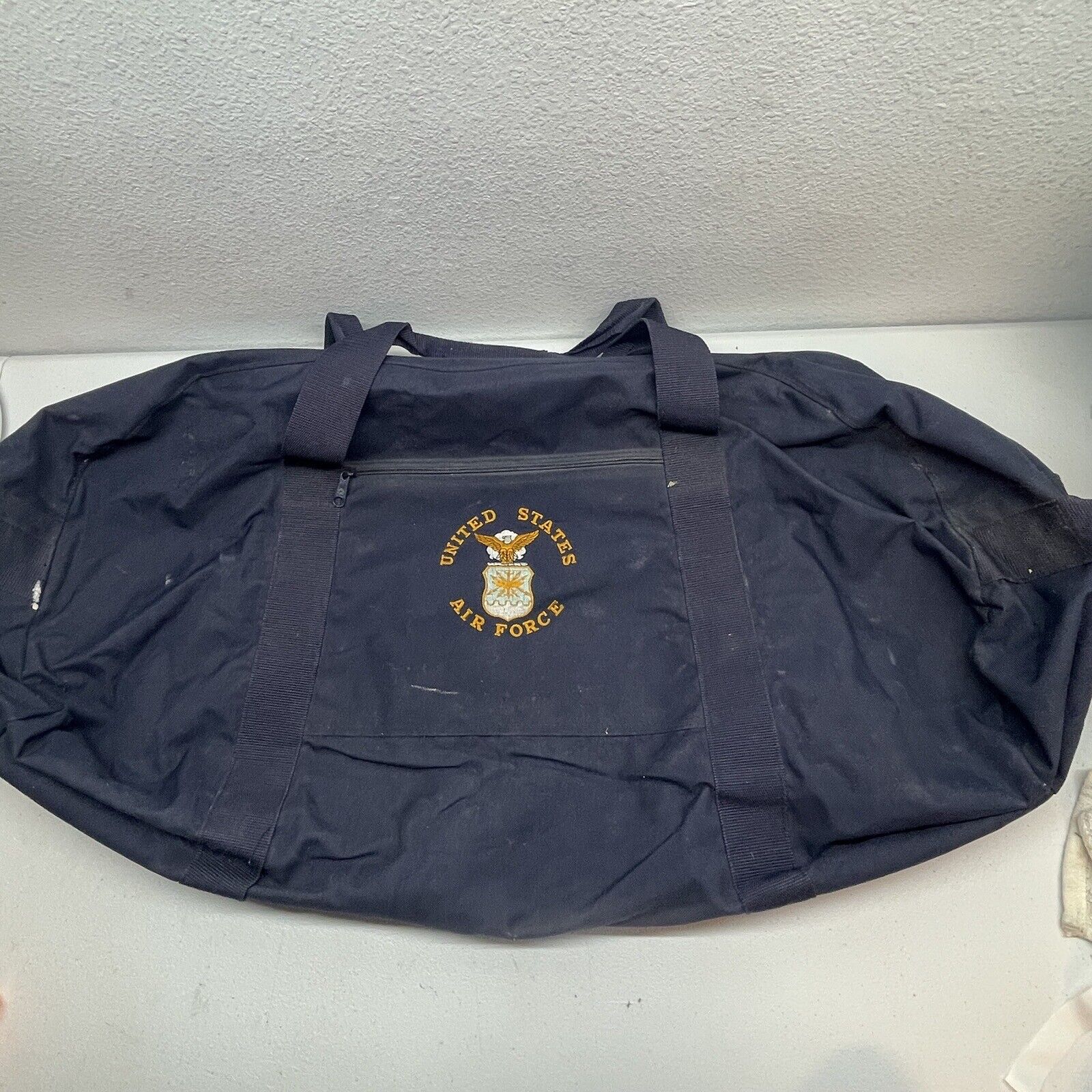 US Air Force Canvas Large Duffel Bag Shoulder Straps Embroidered 1995-2000 EUC
