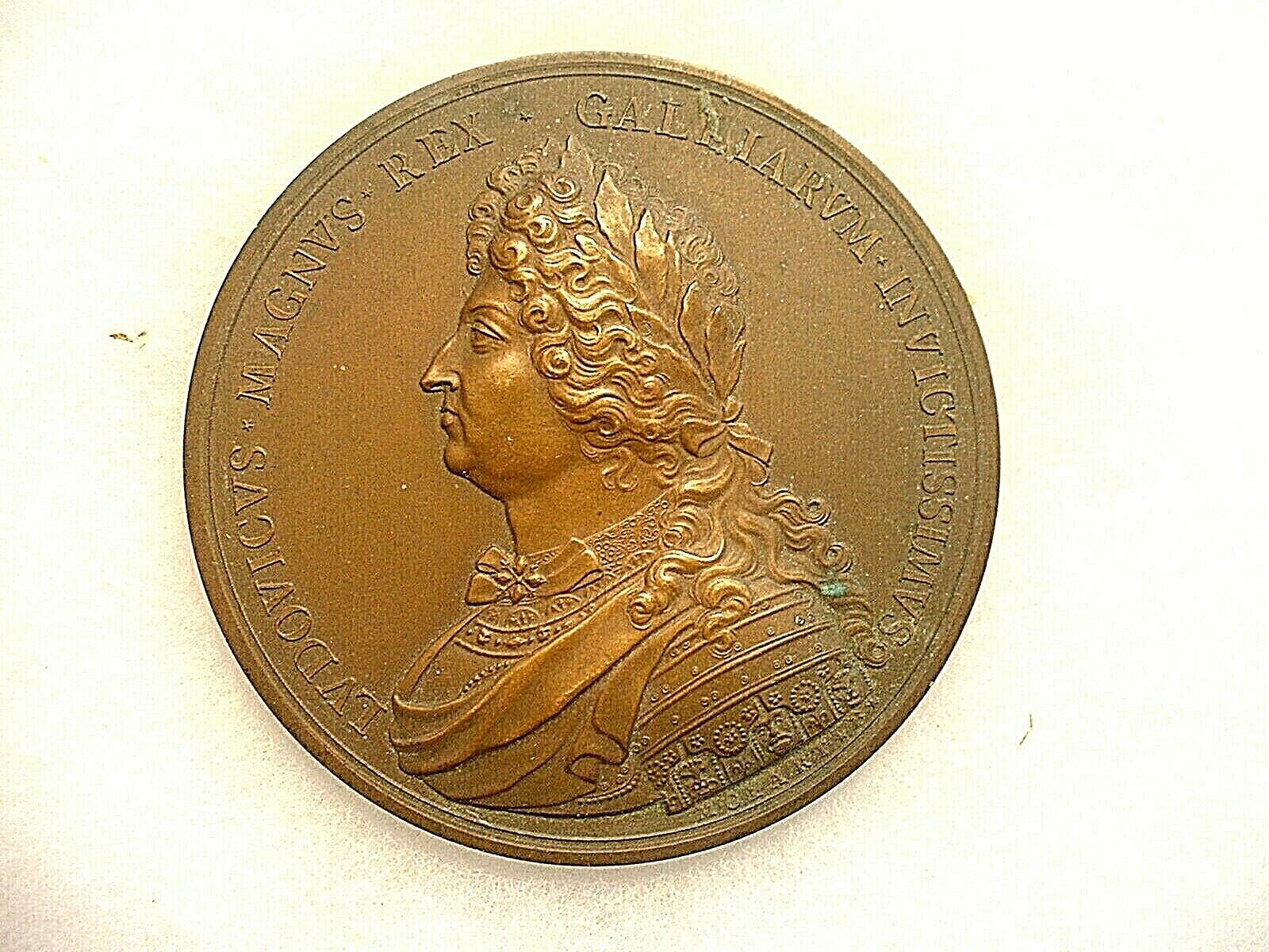 Superb Antique Ludovicus Magnus Rex Bronze Medallion by Molart F. 
