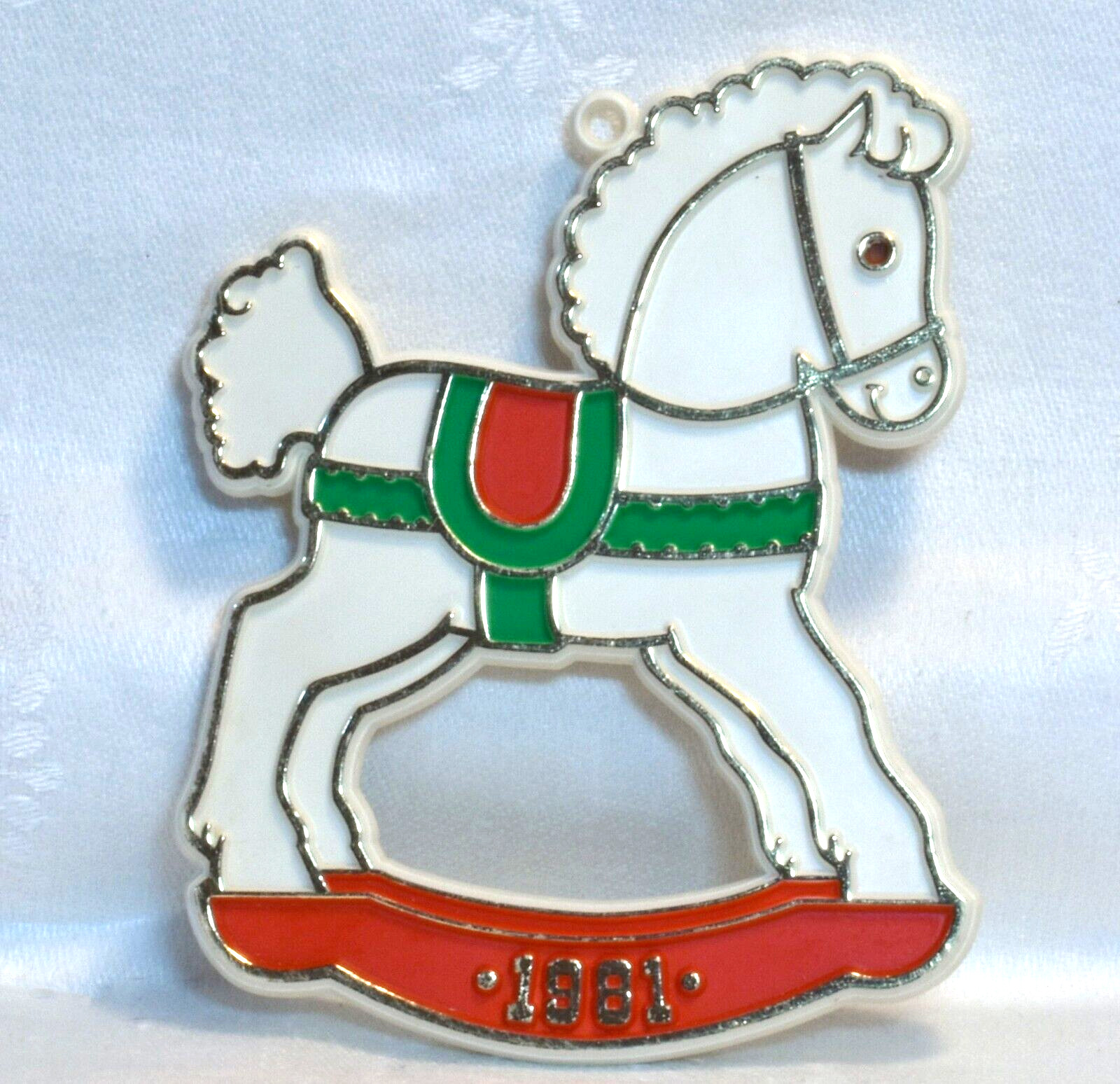 Hallmark Vtg Painted Cookie Cutter - 1981 Rocking Horse Christmas Childhood Baby